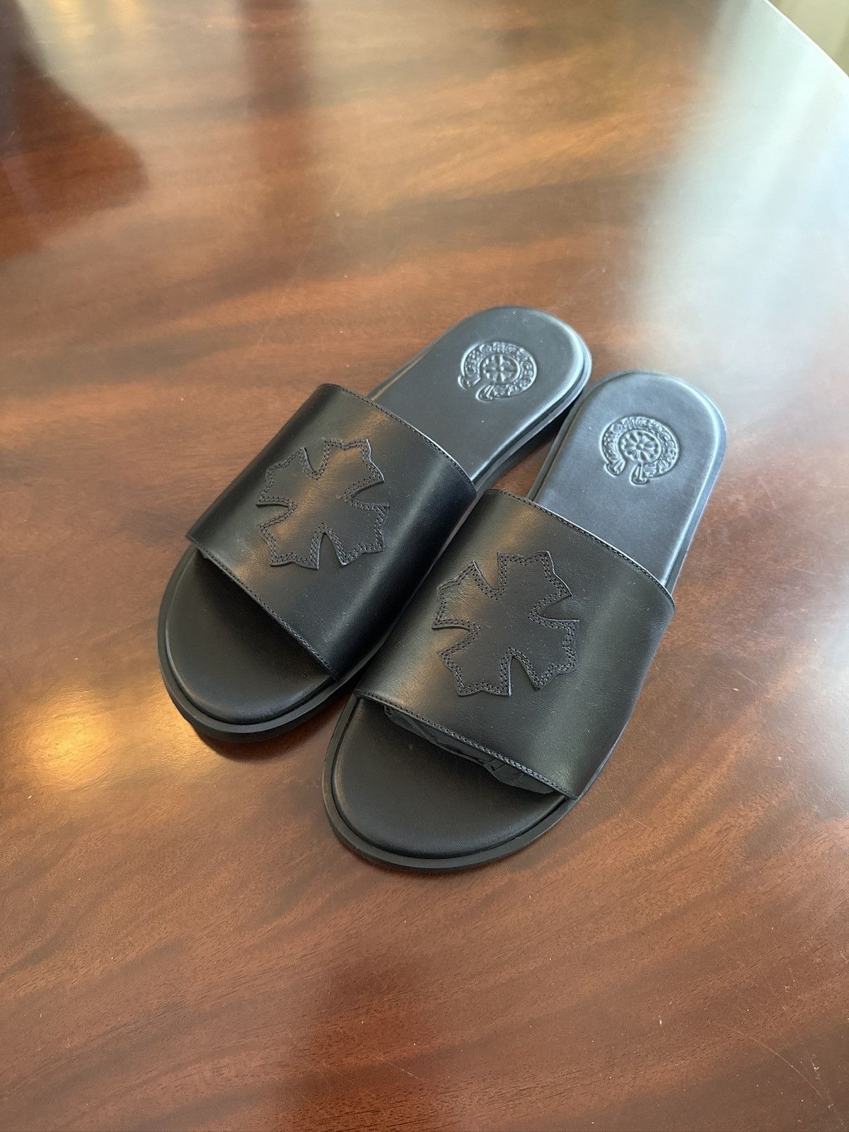 Chrome Hearts CHROME HEARTS LEATHER PLUS PATCH SLIDES Size US 10 / EU 43 - 1 Thumbnail