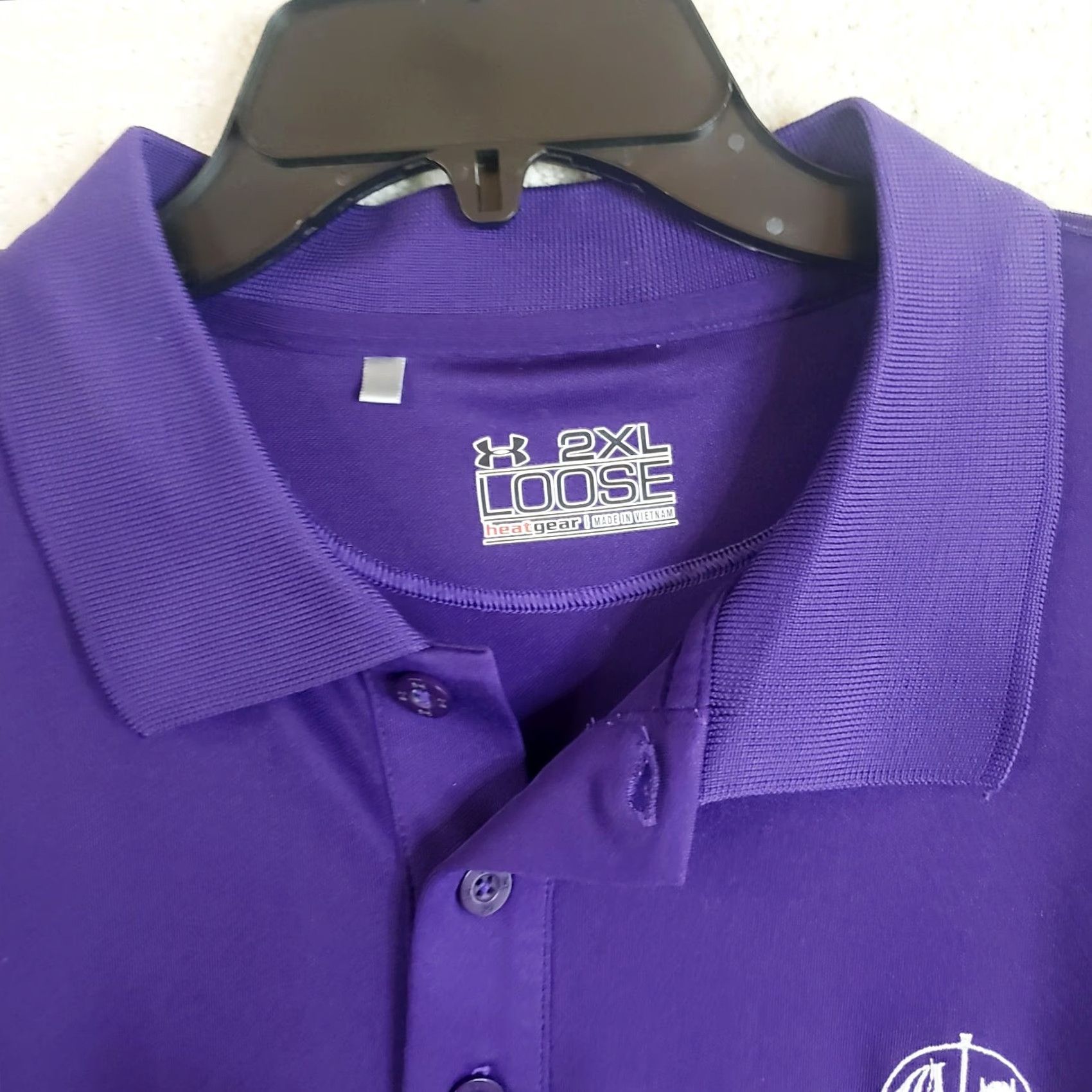 Under Armour Under Armour Mens XXL Heatgear Loose Fit Polo Shirt SSleeve Purple Dataw Island Club Golf Casual Striped Logo Size US XXL / EU 58 / 5 - 6 Thumbnail