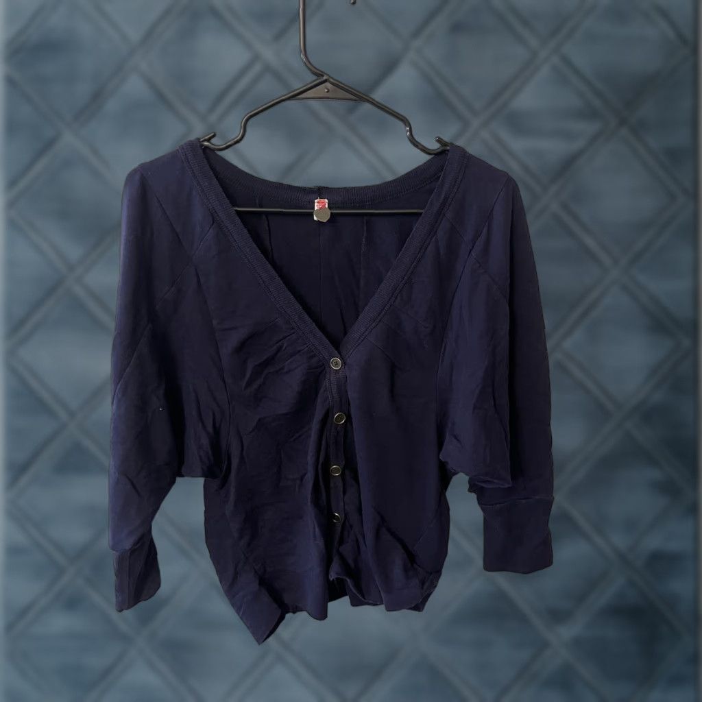 Free People VINTAGE Free People Women's Cardigan Sweater 3/4 Sleeve Blue Cotton Blend Bohemian 90s Small Size S / US 4 / IT 40 - 1 Thumbnail