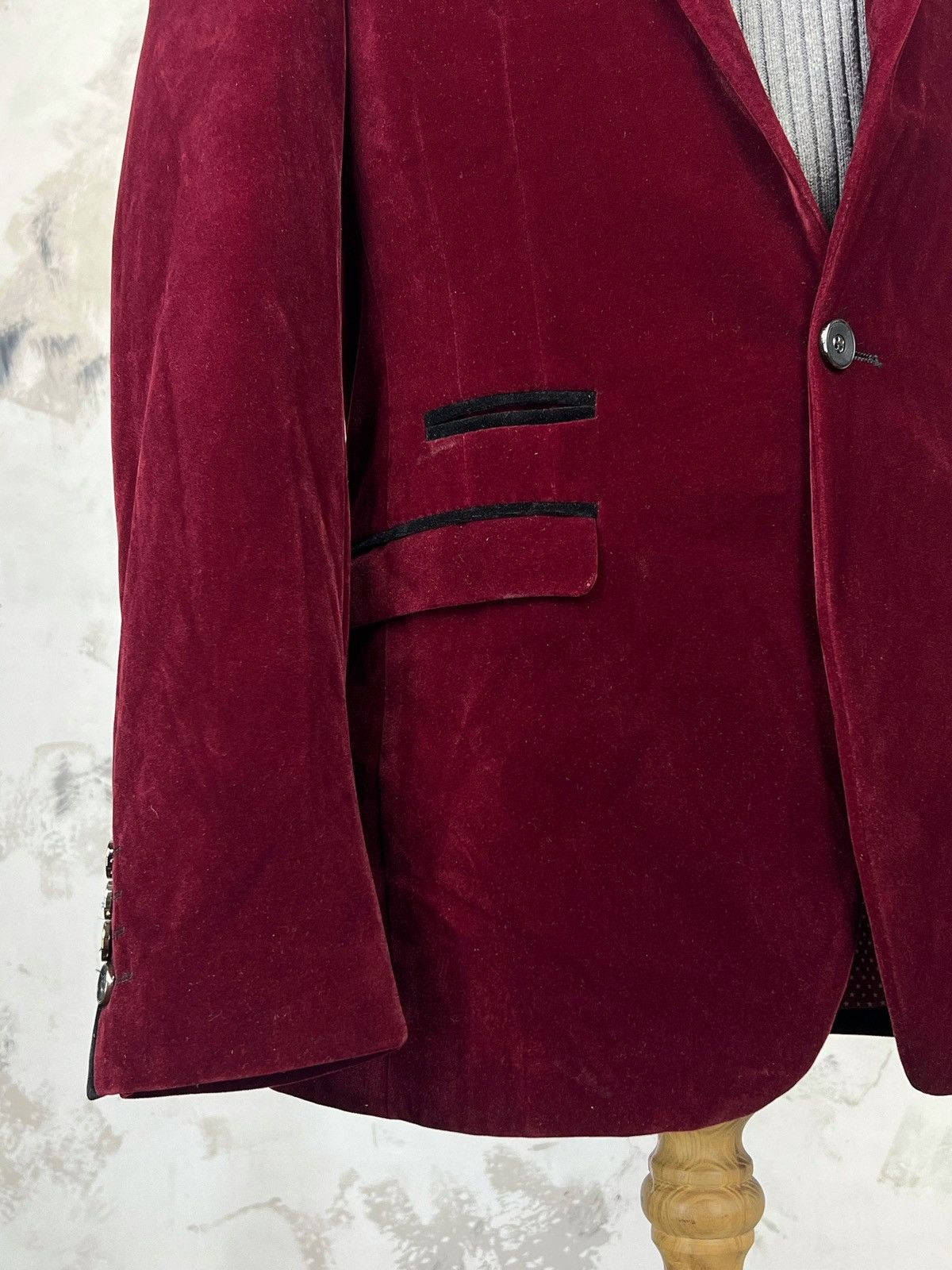 Vintage Marc Darcy London Red Velours Blazer Jacket Size S 34S Size 34S - 6 Thumbnail