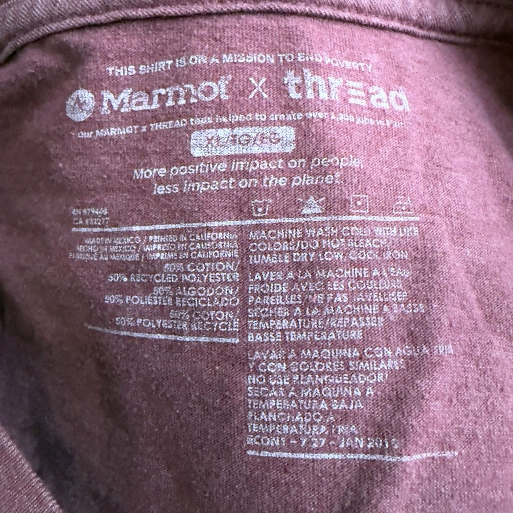 Marmot Marmot T-Shirt Red XL Mens Cotton Blend Regular Fit Casual Tee Prime Size US XL / EU 56 / 4 - 4 Thumbnail
