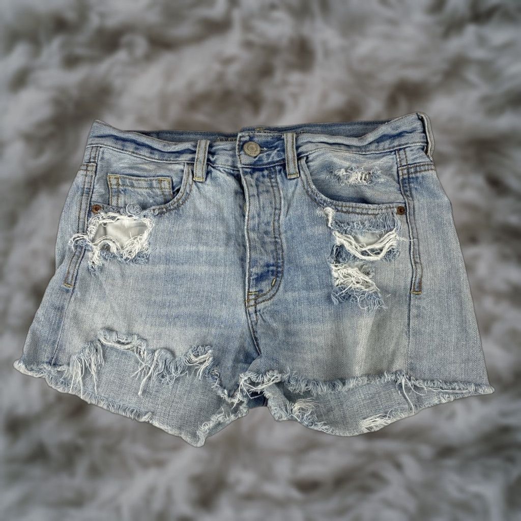 American Eagle Outfitters American Eagle Womens Jean Shorts Size 4 Mid Rise Cut-Off Distressed Button Fly Size 27" / US 4 / IT 40 - 1 Thumbnail