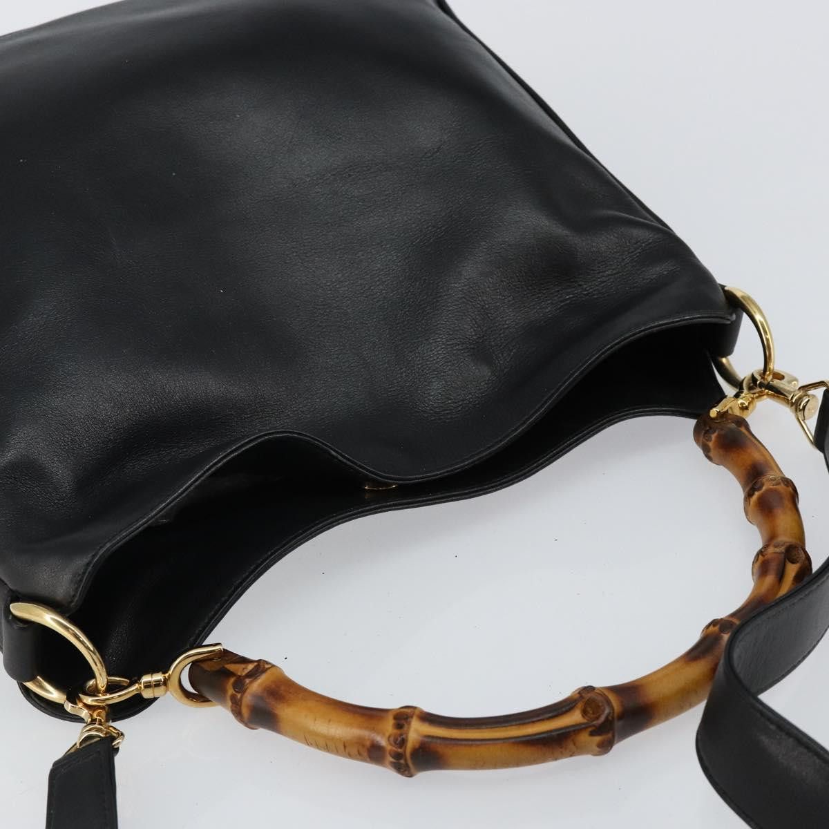 Gucci GUCCI Bamboo Handbag Leather Black Gold 001 001 Size ONE SIZE - 6 Thumbnail
