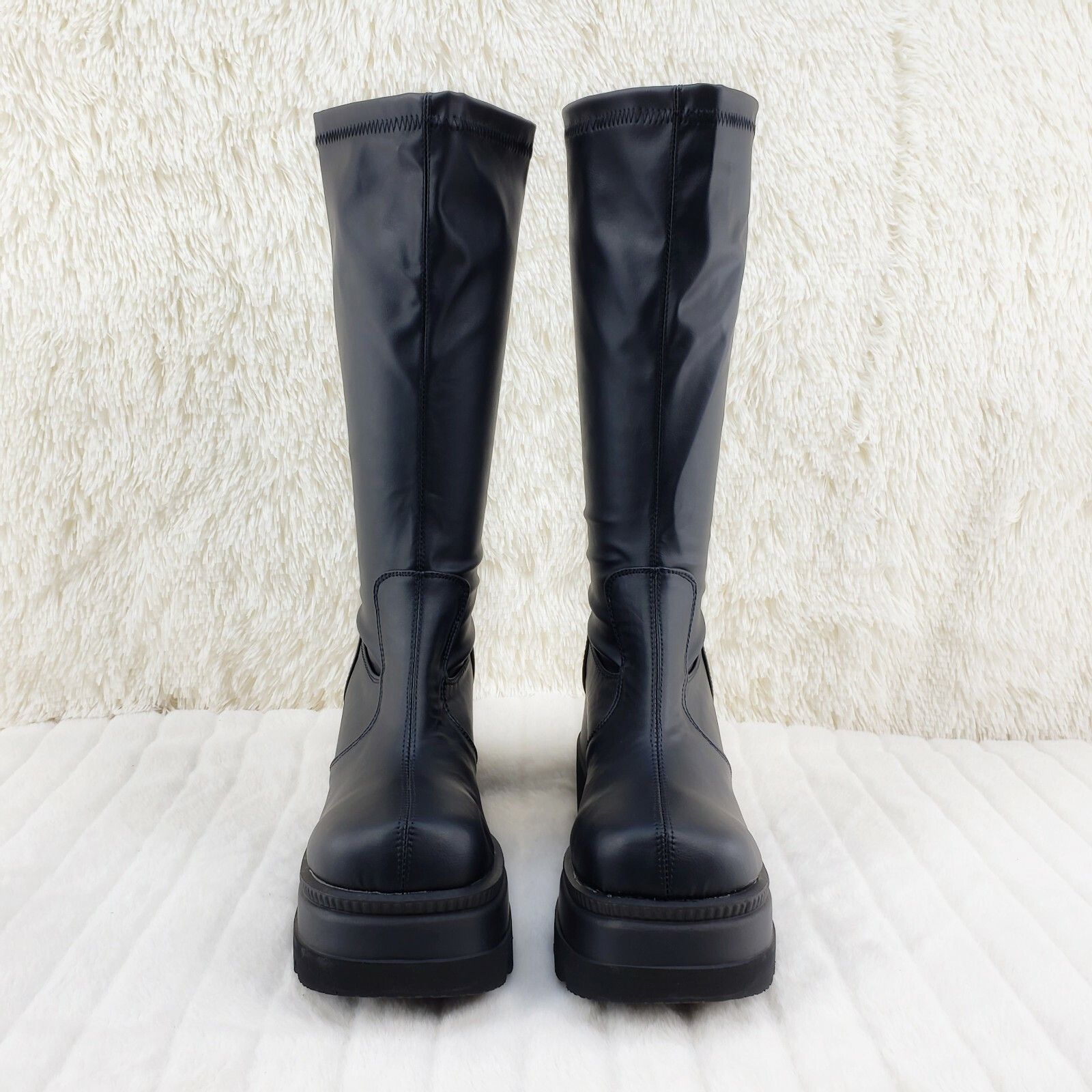 Demonia Cult DEMONIA Shaker 65 Black Matte Platform 4.5" Wedge Heel Knee Size US 11 / IT 41 - 7 Thumbnail