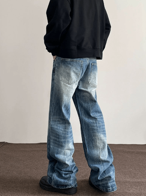 Japanese Brand Lightning burst blue flared cleanfit jeans for men Size US 32 / EU 48 - 3 Thumbnail