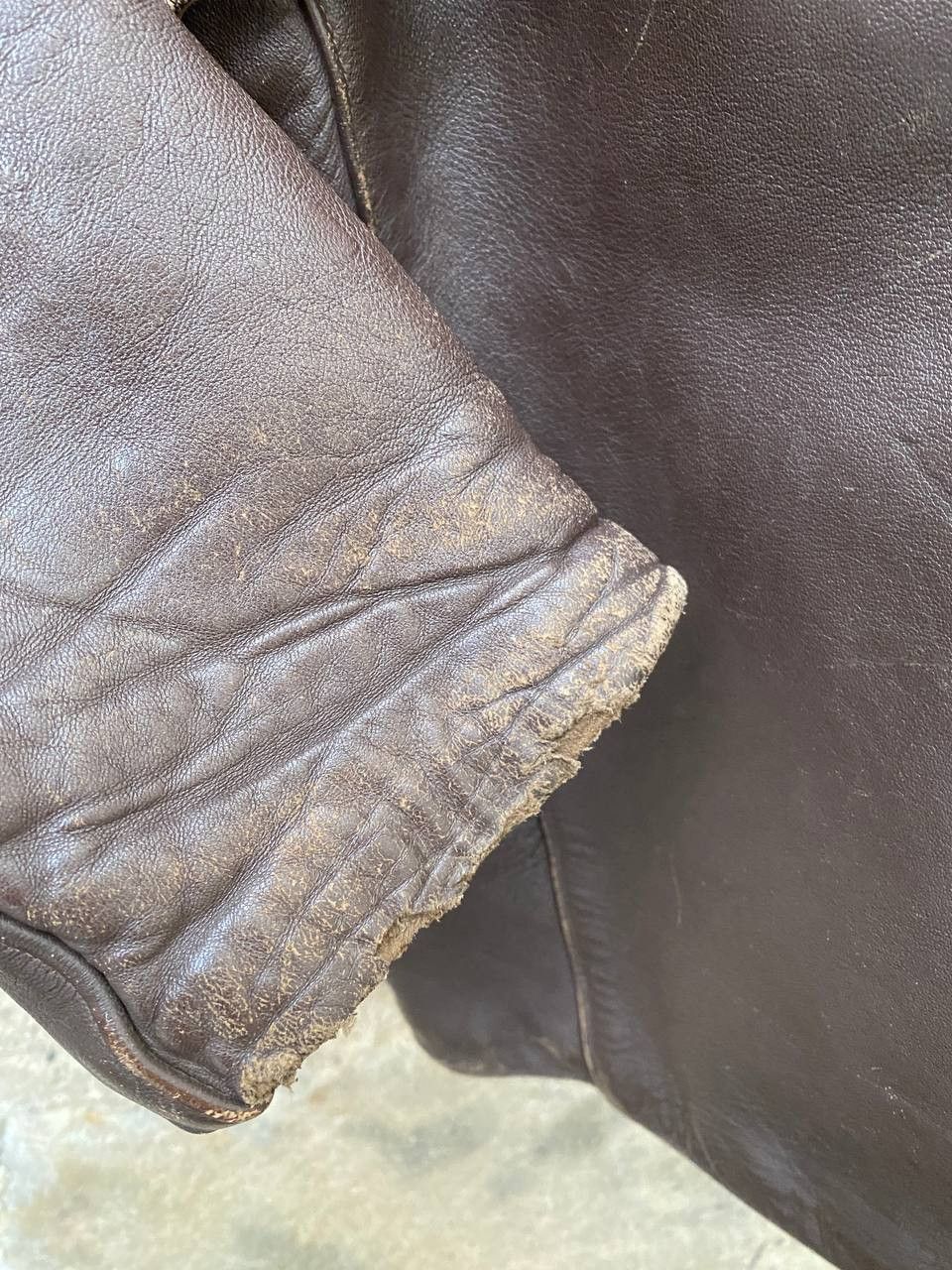 Vintage Retro 30s 40s Brown French BARNSTORMER Leather Coat Size US L / EU 52-54 / 3 - 13 Thumbnail