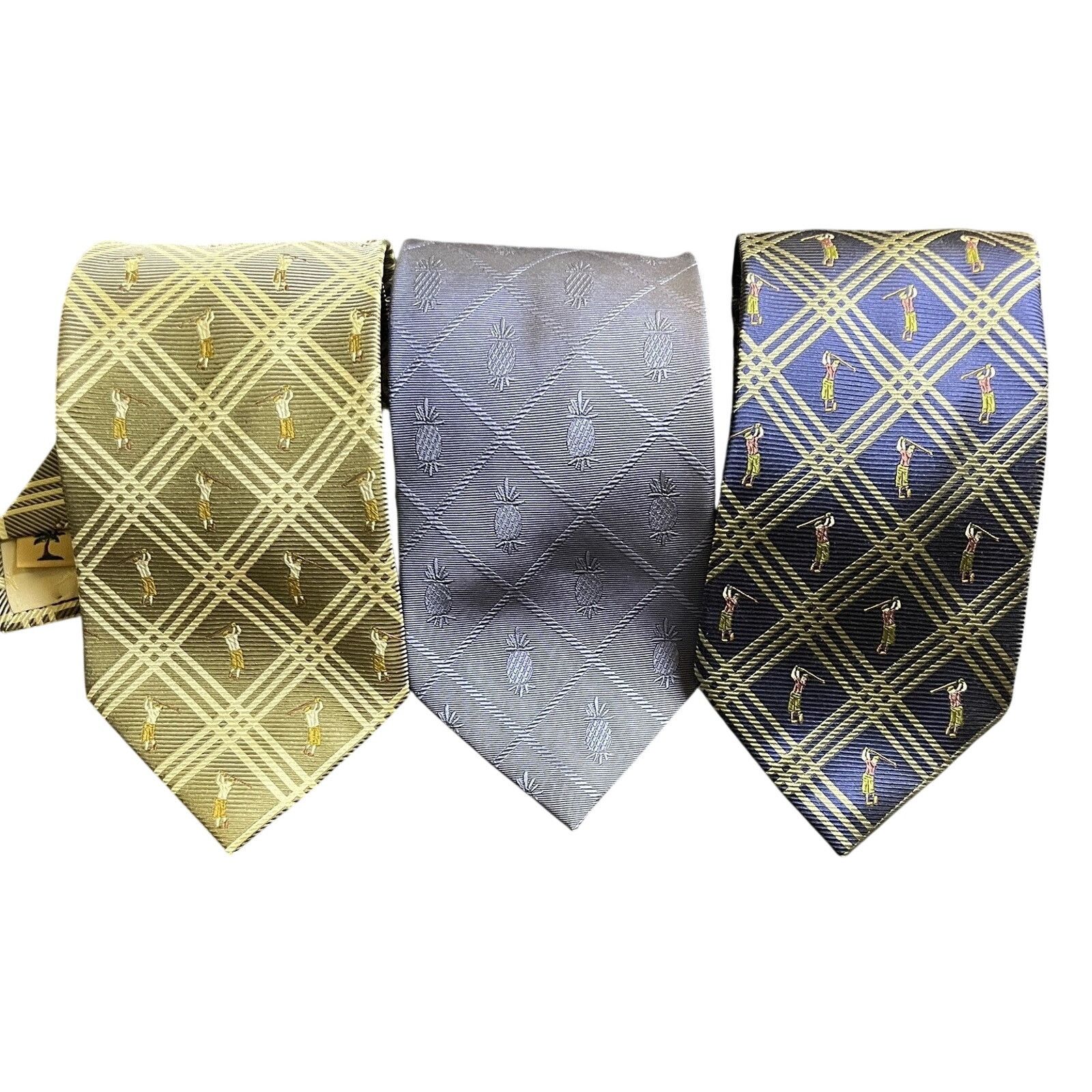 Tommy Bahama Tommy Bahama Silk Tie Lot 3 Golf Print Pineapple Periwinkle Size ONE SIZE - 1 Thumbnail