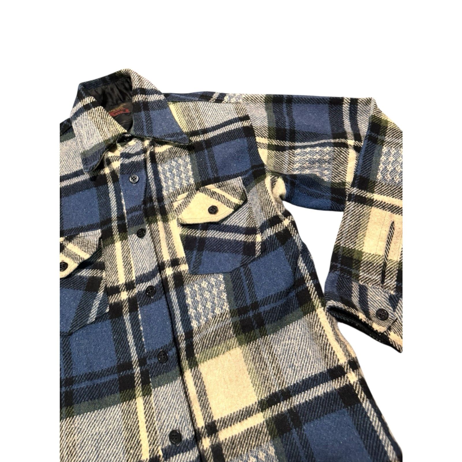 Vintage VINTAGE CPO Wool Blend Shirt Jacket Blue Plaid Linen M Shacket Jacket Mens Shacket Fall Winter Spring Wool Shirt Jacket Blue Plaid M Mens Size US M / EU 48-50 / 2 - 6 Thumbnail