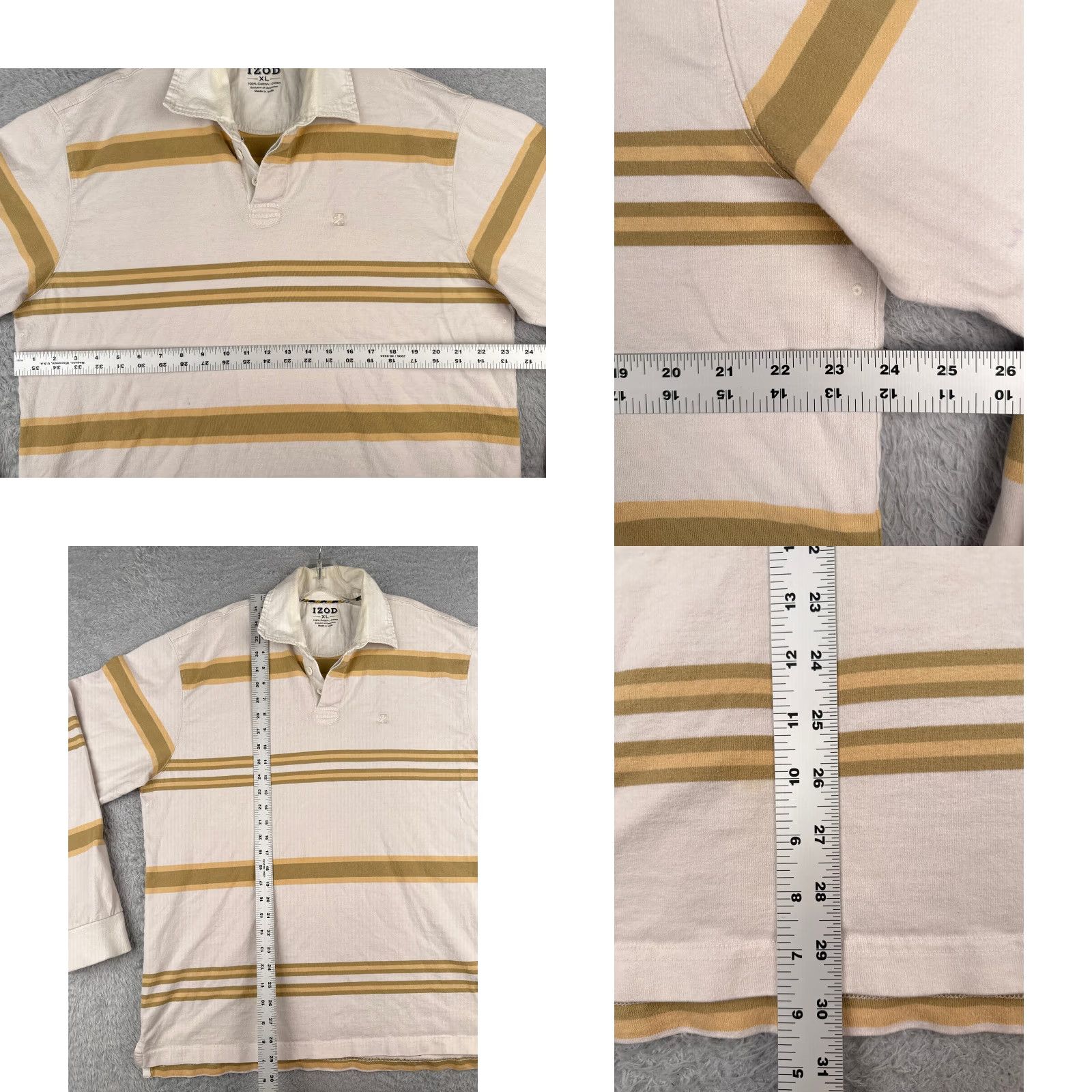Izod IZOD Polo Shirt Men XL White Striped Jersey Long Sleeve - Casual, Workwear, Activewear (Mens) Size US XL / EU 56 / 4 - 8 Thumbnail