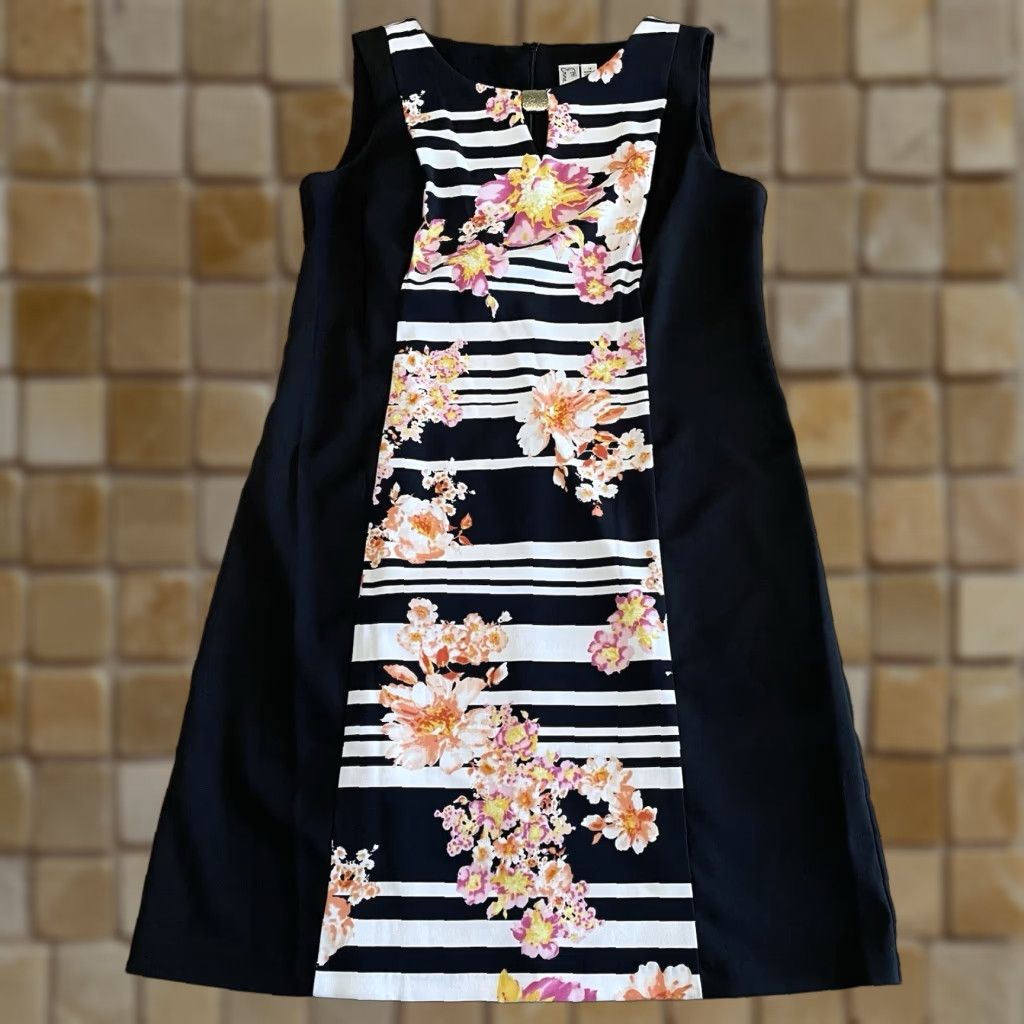 VINTAGE Emma & Michele Floral Shift Dress sz 12 Multicolor Princess Style Womens