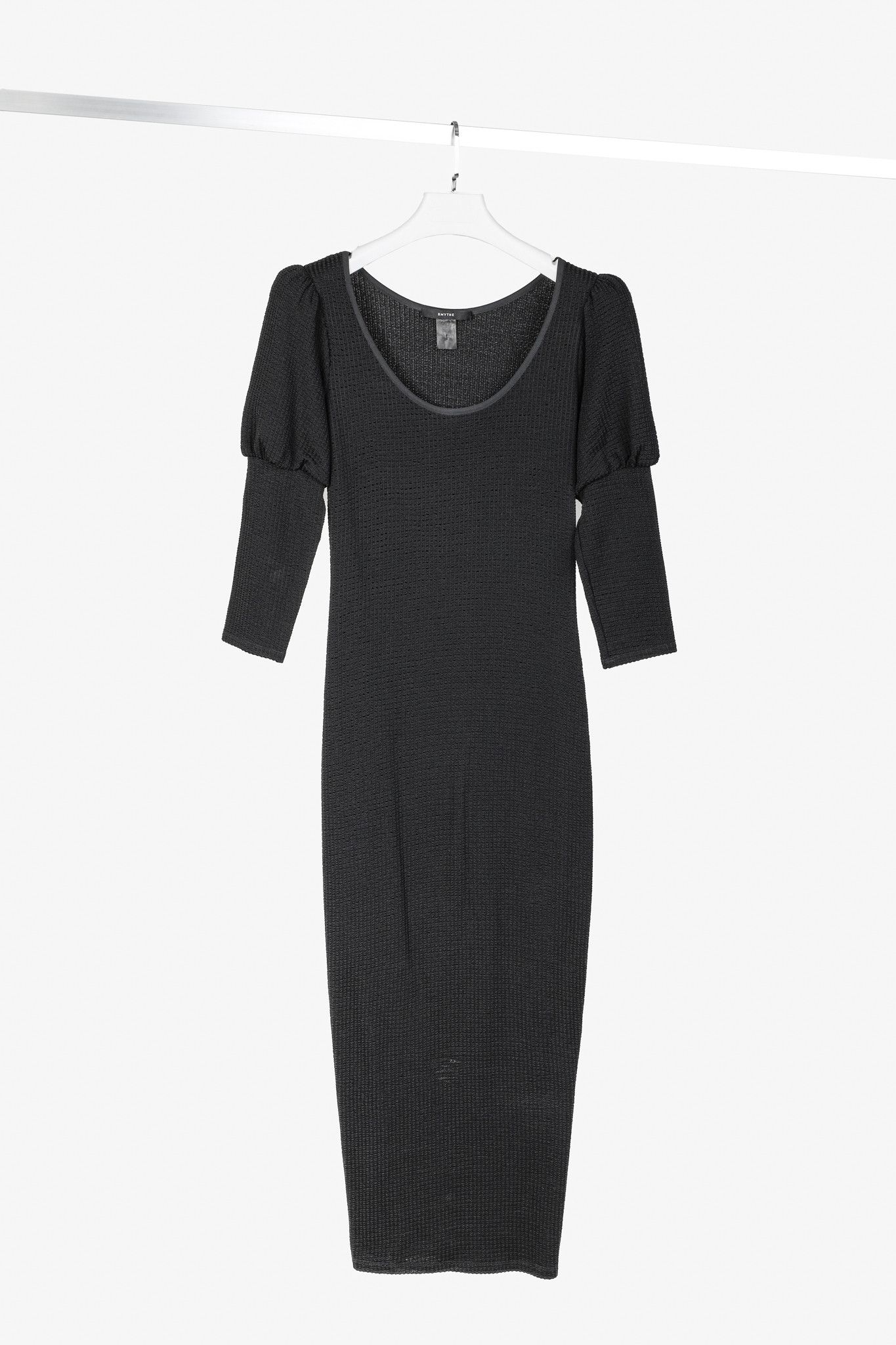SMYTHE Smythe 'Juliet Sleeve' Black Rib Knit Midi Dress Size M / US 6-8 / IT 42-44 - 1 Thumbnail