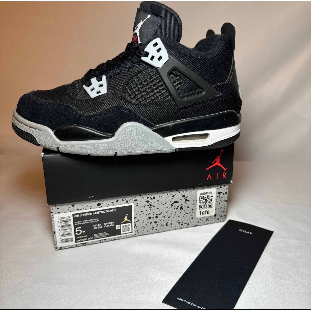 Jordan Brand × Nike Size 5.5 - Air Jordan 4 Retro SE GS Black Canvas Men's Shoes Size US 5.5 / EU 38 - 8 Thumbnail