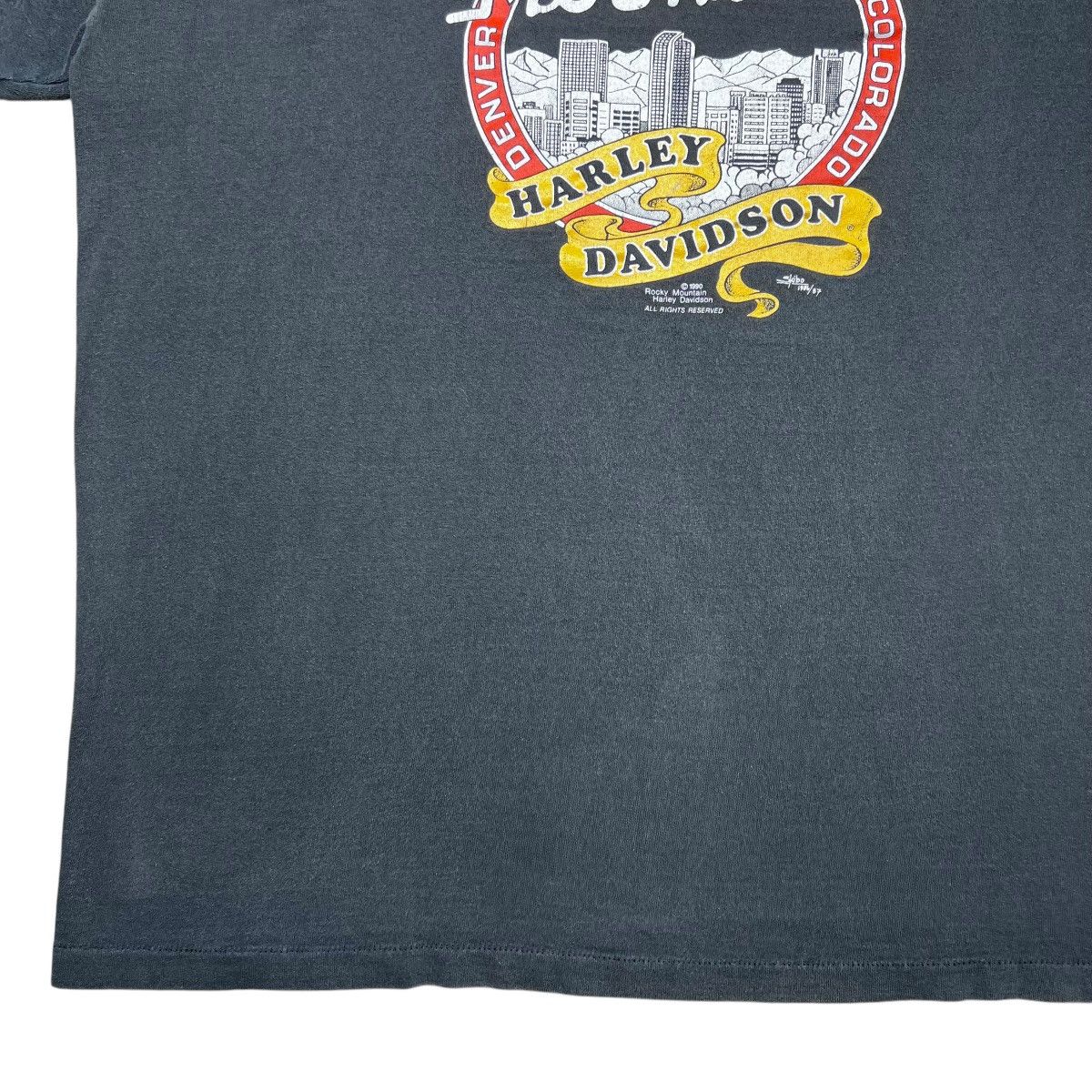 Harley Davidson × Vintage Vtg 1990 Harley Davidson Rocky Mountain Denver Pocket Tee Size US XXL / EU 58 / 5 - 12 Thumbnail