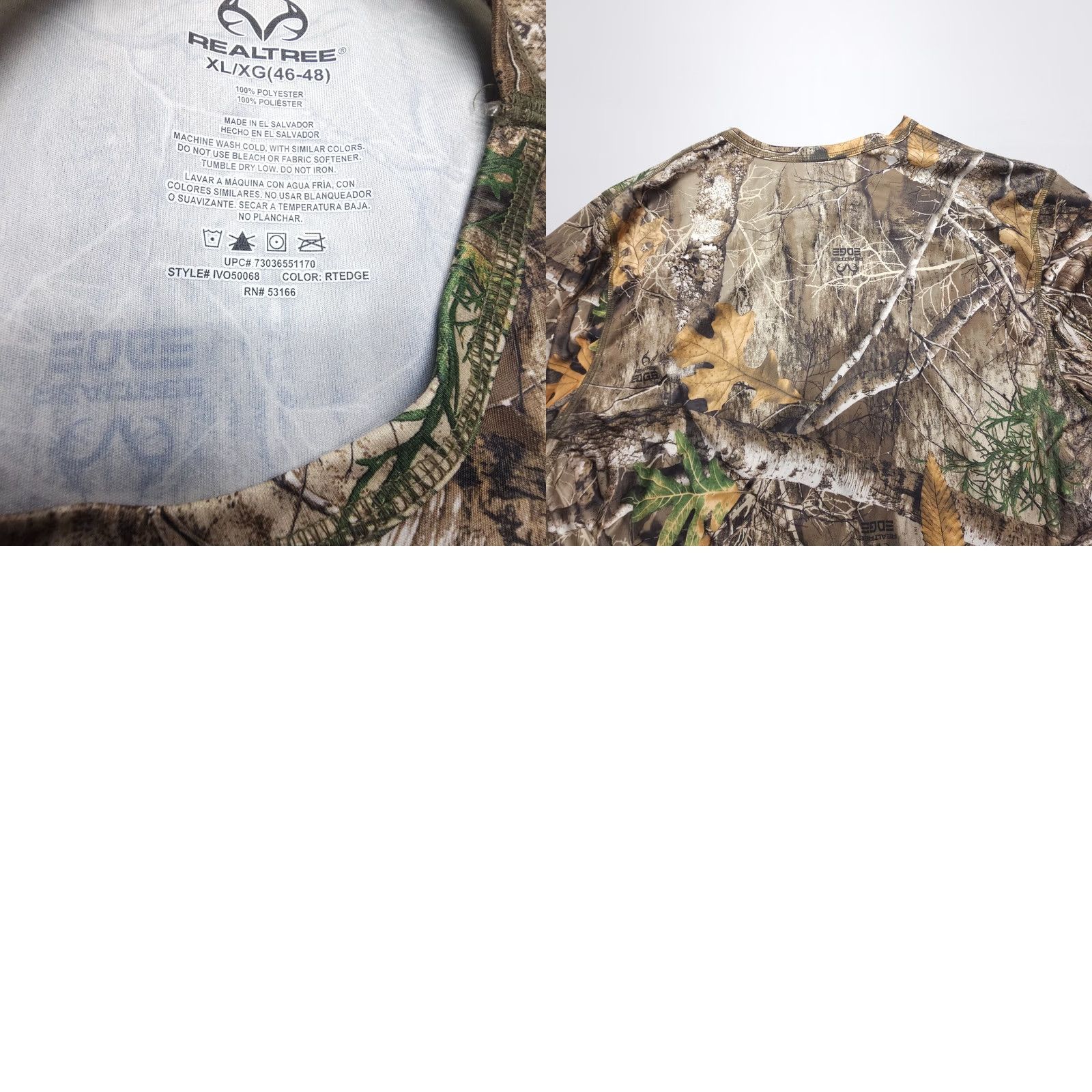 Realtree Realtree Edge Camo Long Sleeve Shirt Mens XL Stretch Wicking Hunting Light Size US XL / EU 56 / 4 - 8 Thumbnail