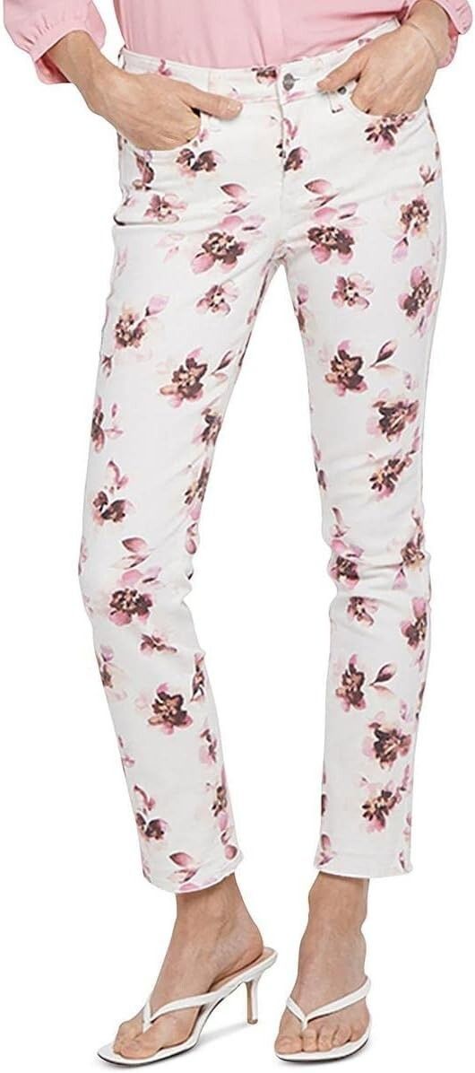 NYDJ NYDJ Sheri Slim Fit Ankle Cropped Denim Jeans Floral ( 2 ) Size 26" / US 2 / IT 38 - 1 Thumbnail