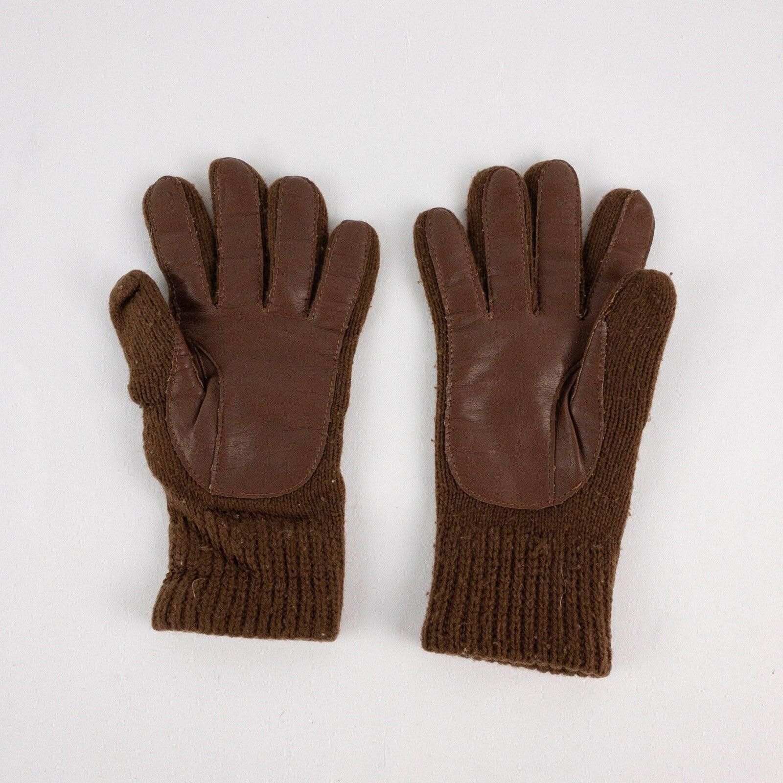Arts & Science Aris Vintage Brown Knit Fabric Vinyl Gloves Womens One Size Size ONE SIZE - 1 Thumbnail