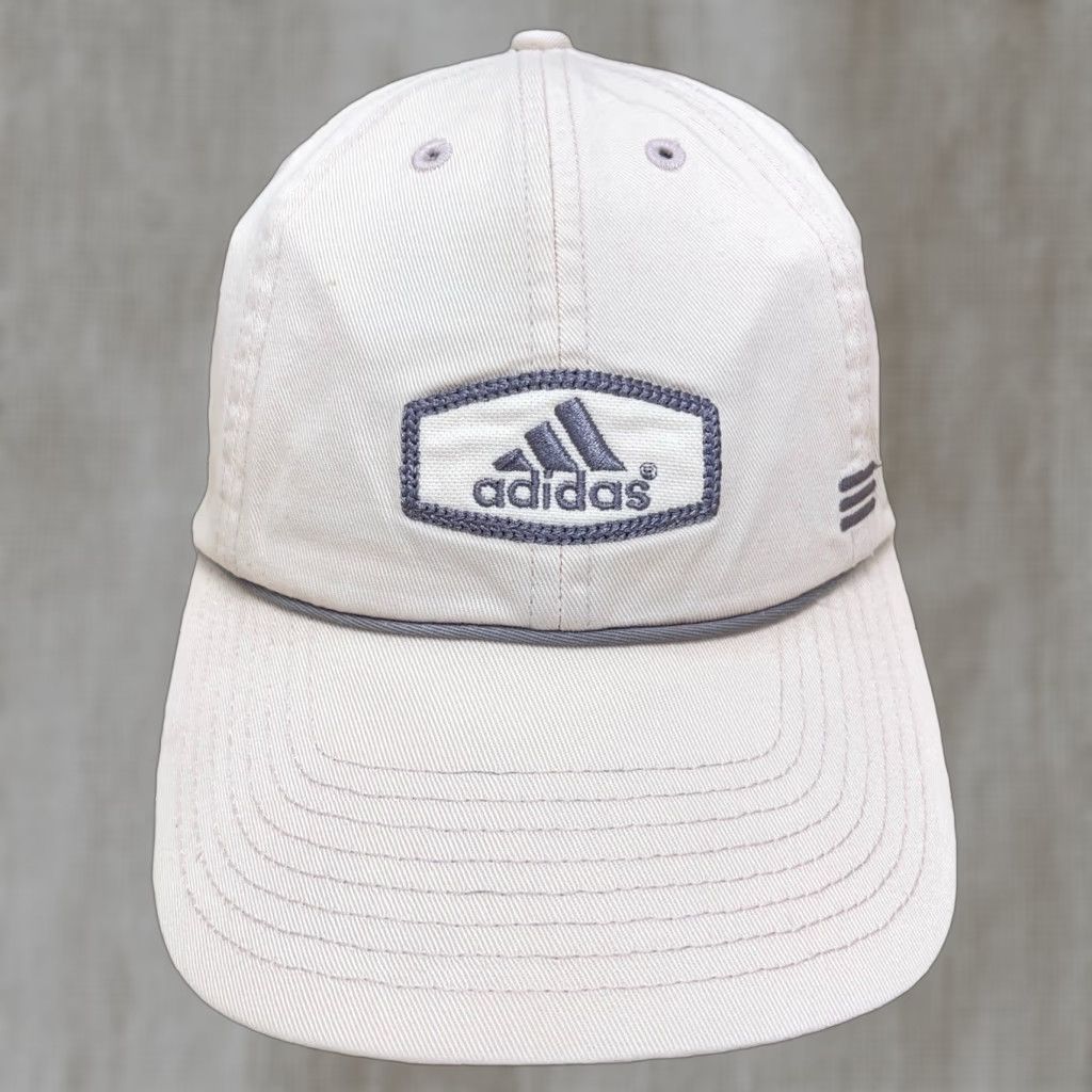 Adidas VINTAGE Adidas Hat Cap Fitted Size Medium 7 1/8 White Twill Spell Out Y2K Adidas Baseball Cap Men M White Classic Logo Outdoor Sports Size ONE SIZE - 1 Thumbnail
