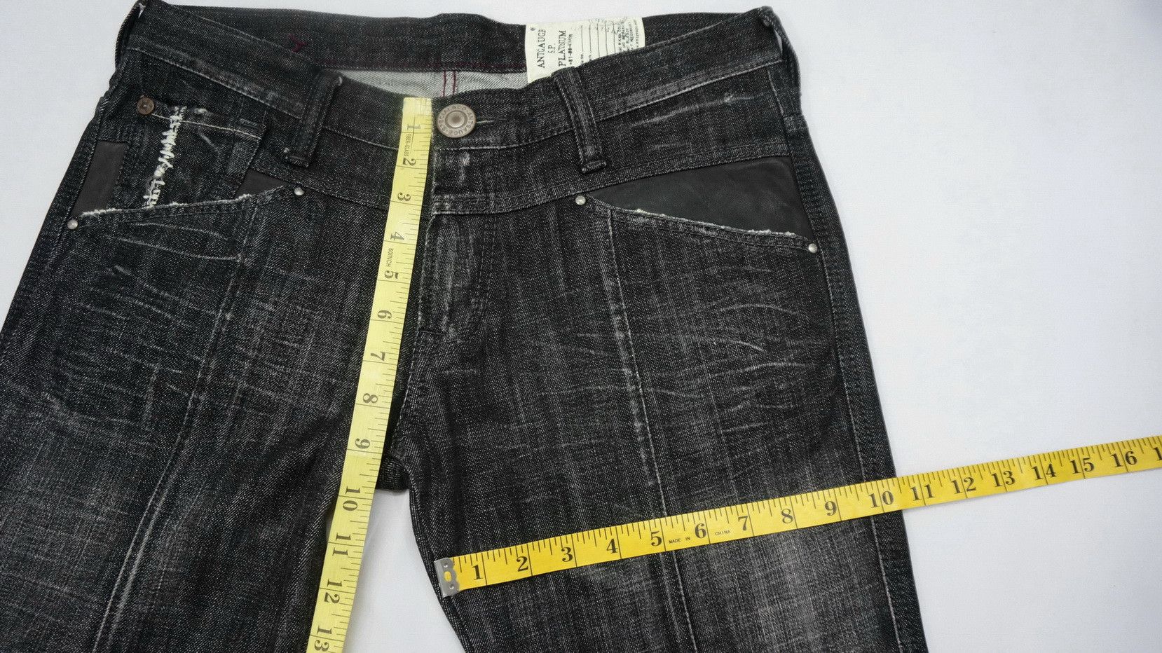 Japanese Brand ANTGAUGE Patchwork Sashiko Lowrise Black Jeans Size US 33 - 10 Thumbnail