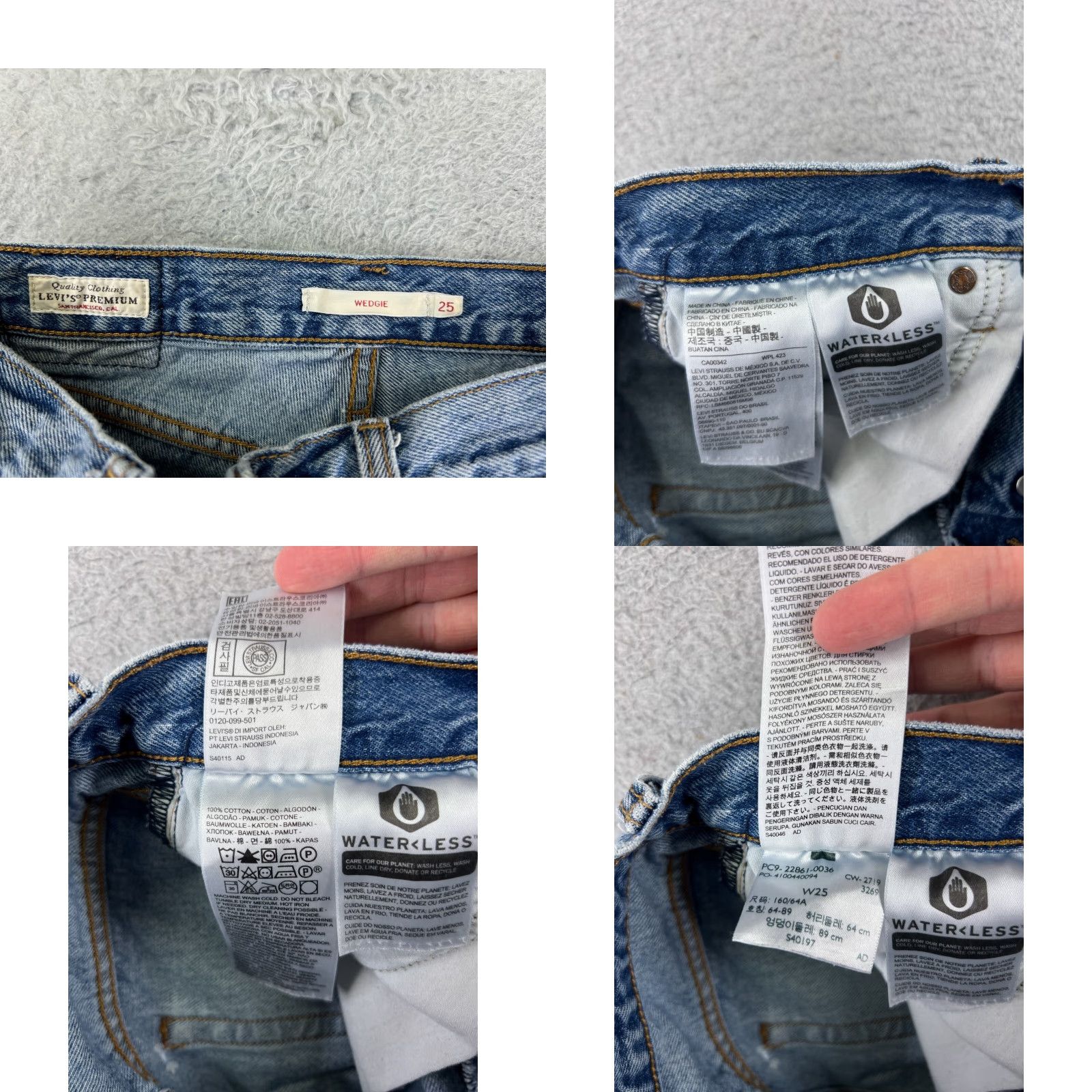 Levi's Levis Premium Pants Womens 25 Blue Denim Jeans Tapered Big E Wedgie Button Fly Size 42" / US 20 - 9 Thumbnail