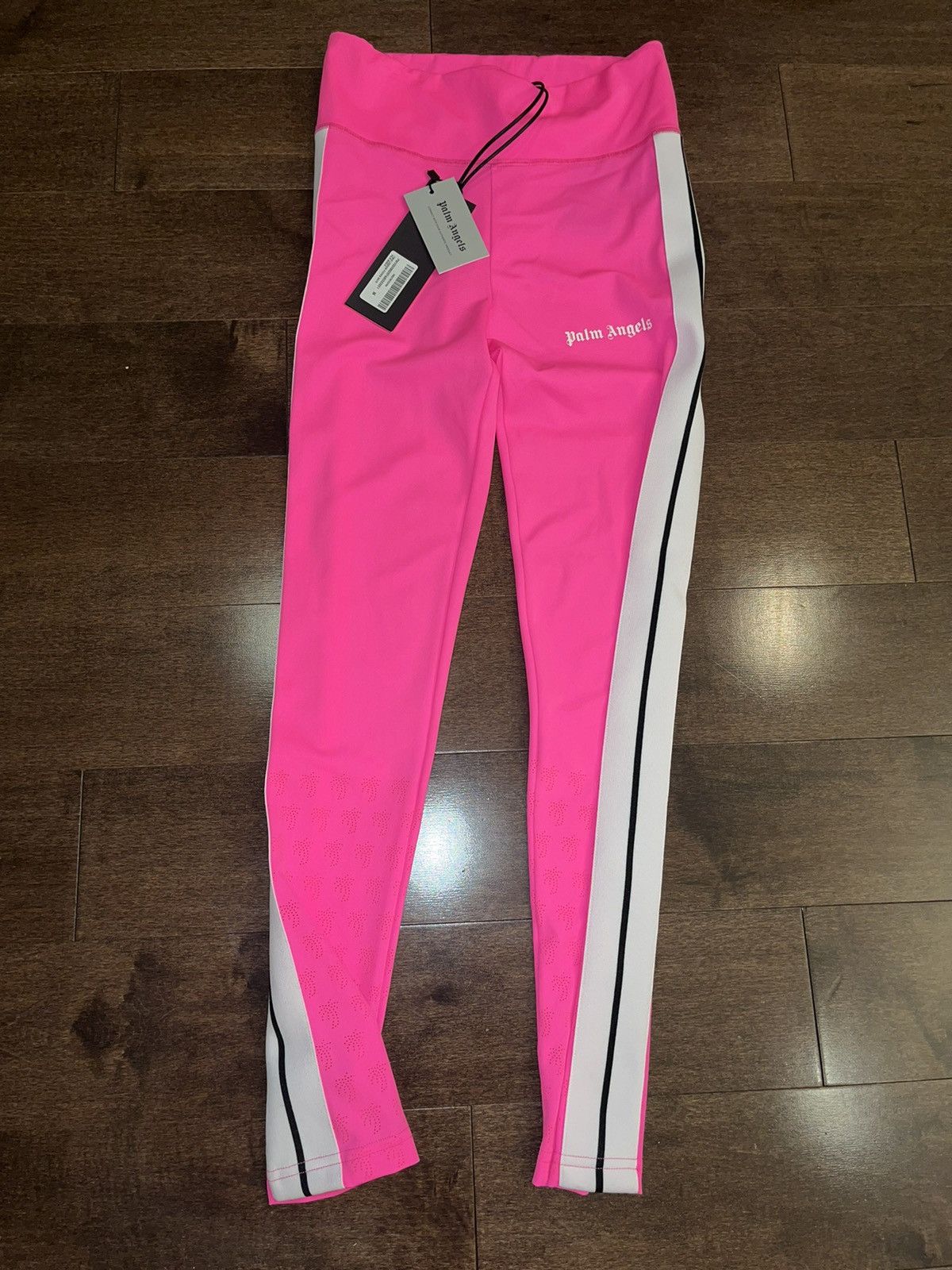 image of Palm Angels Pink Track Stripe Leggings, Women's (Size 30)