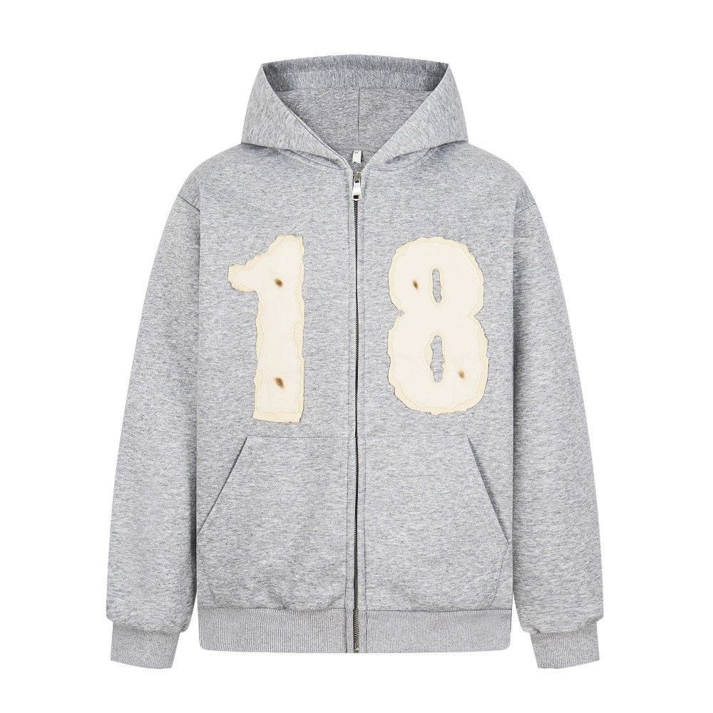 Vintage Trendy men's loose casual patchwork zipper hoodie Size US M / EU 48-50 / 2 - 1 Thumbnail