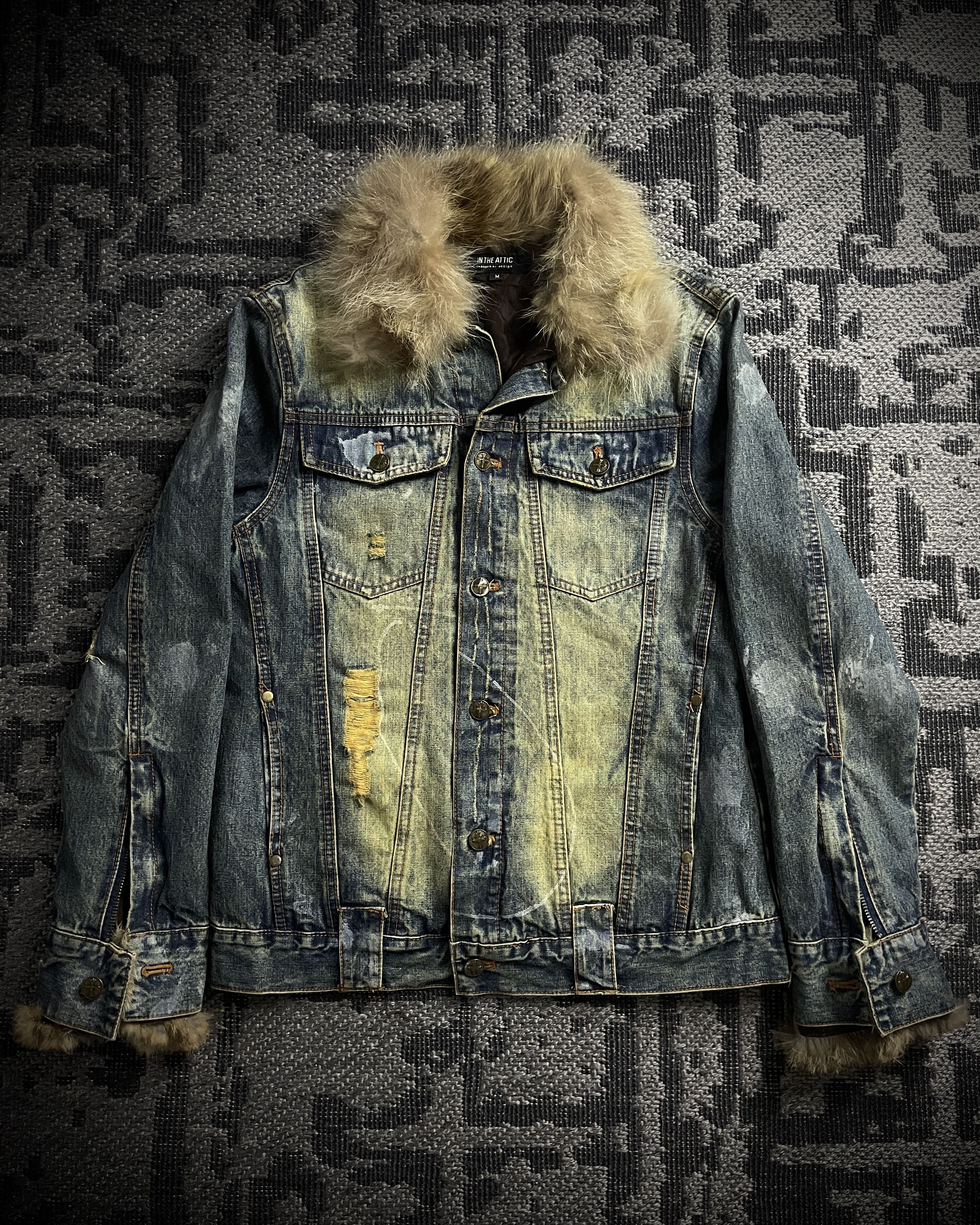 In The Attic In The Attic Raccoon Fur Distressed Jeans Jacket Size US S / EU 44-46 / 1 - 2 Thumbnail