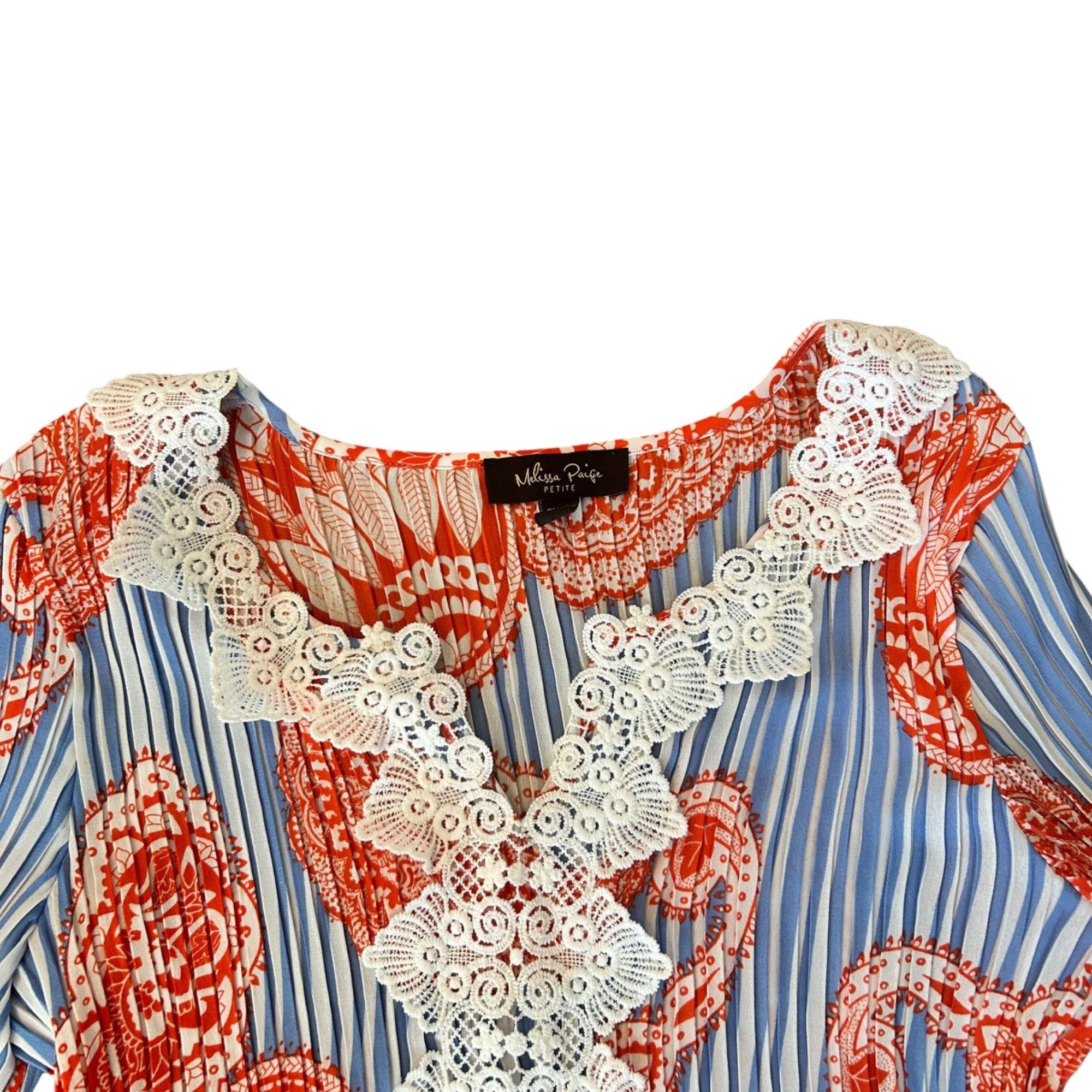 Other Melissa Paige Petite Boho Accordion Pleated Paisley Striped Size M / US 6-8 / IT 42-44 - 2 Thumbnail