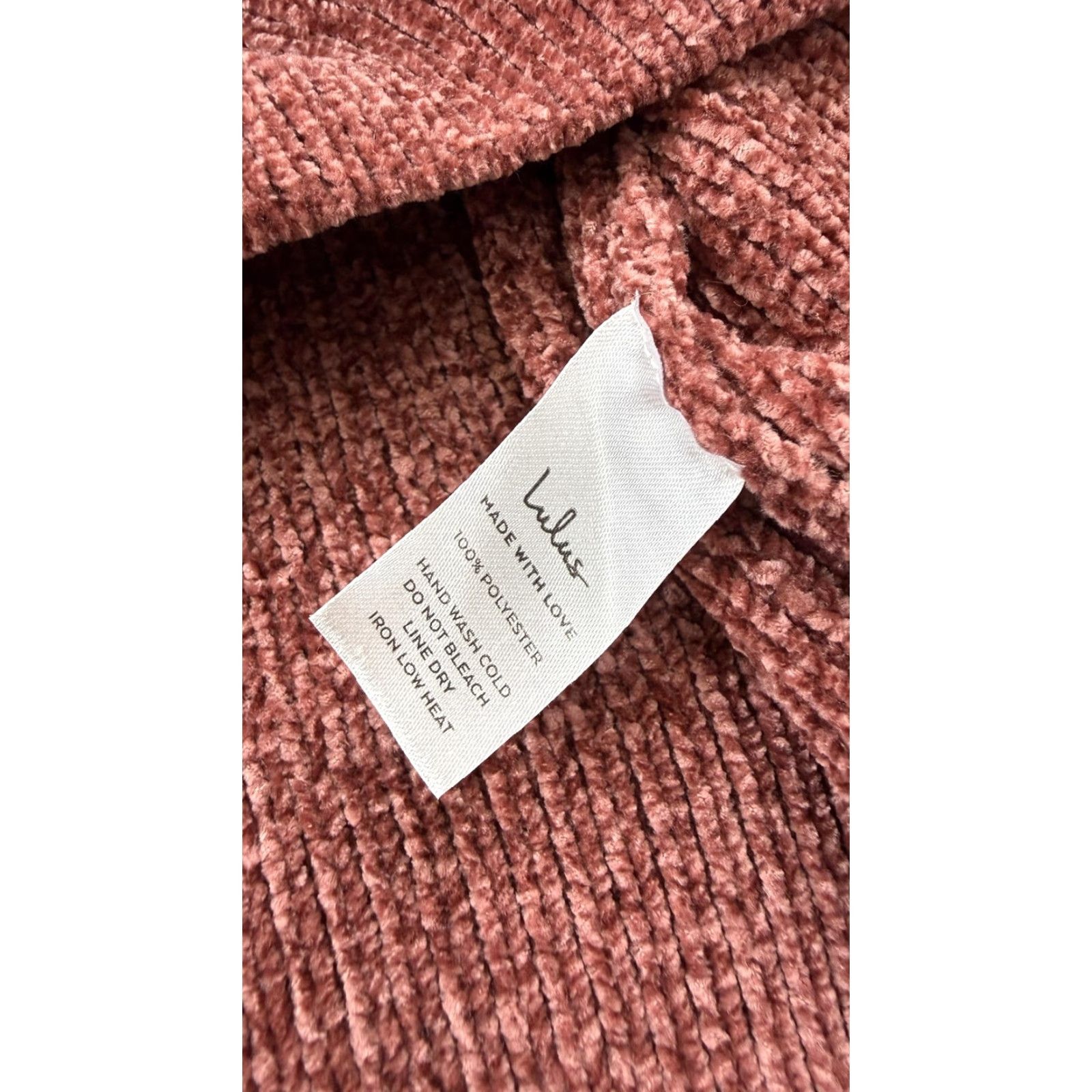 Lulus Lulus Sweater Ladies Large Mauve Chenille Ribbed Crewneck Pullover Side Slit Knit Polyester Crew Neck Long Sleeve Women’s Pullover Size L / US 10 / IT 46 - 4 Thumbnail