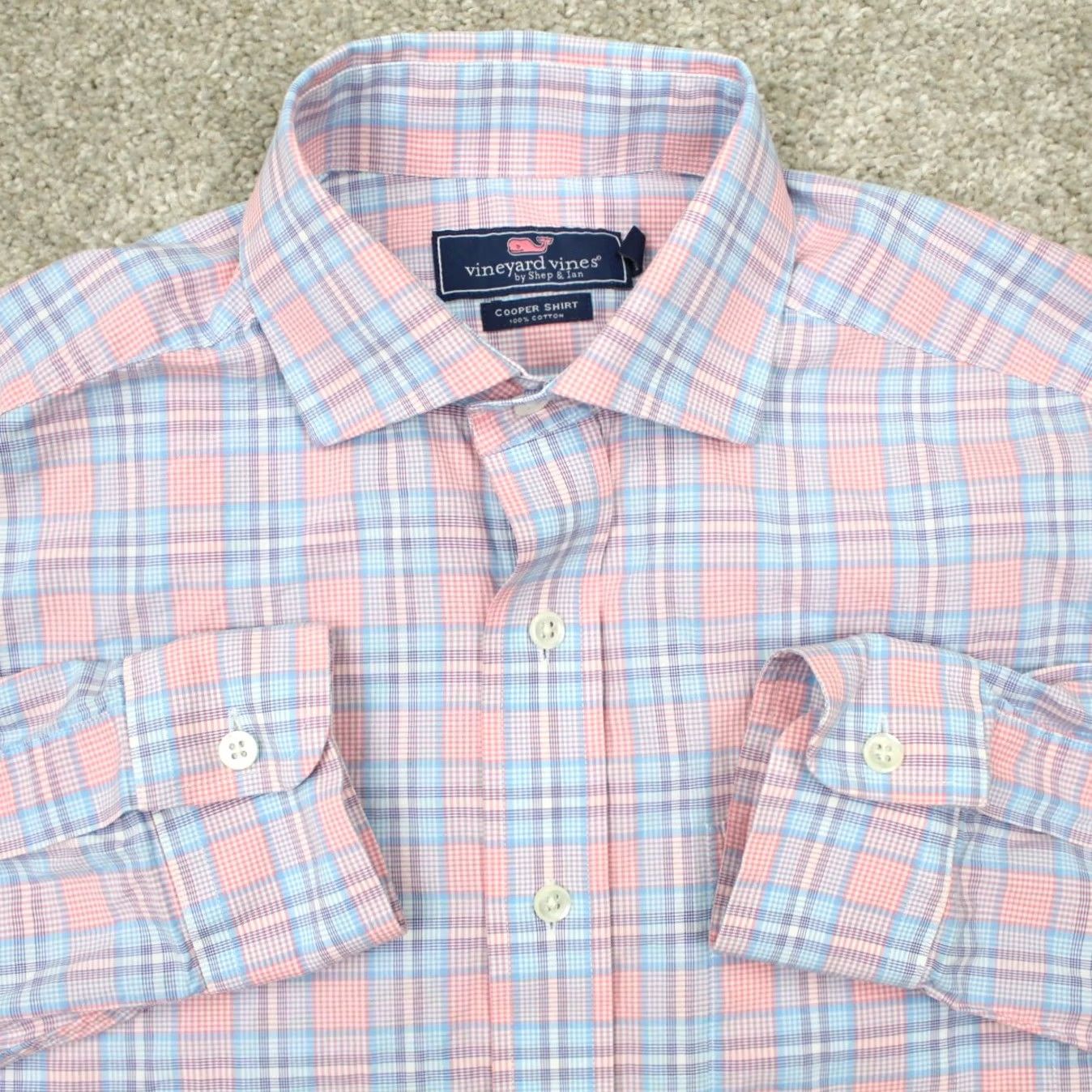 Vineyard Vines Vineyard Vines Cooper Shirt Mens Small Pink/Blue 100% Cotton Long Sleeve Button-Up Shirt Size US S / EU 44-46 / 1 - 2 Thumbnail