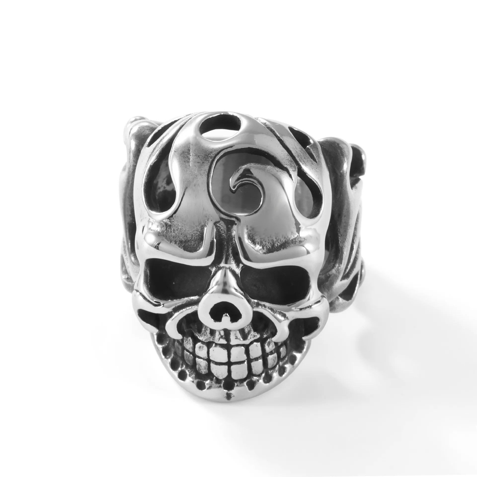 Jewelry Retro Skull Head Stainless Steel Ring Size ONE SIZE - 1 Thumbnail