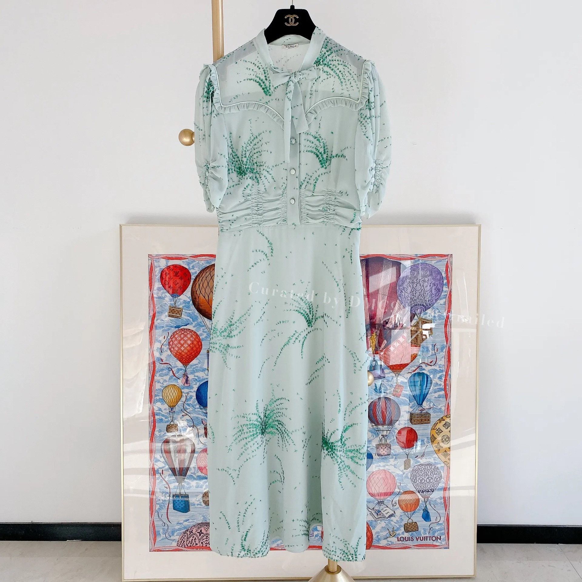 miu miu dress green Miu Miu - Women's Embroidered Silk-Wool Midi Dress - Green