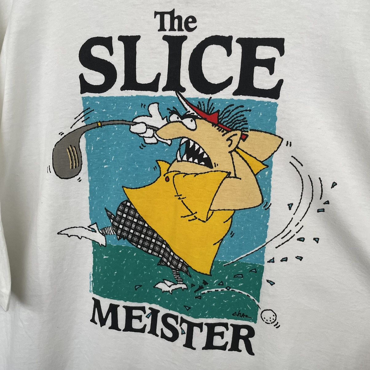 Vintage Vintage 1990s The Slice Meister Crazy Shirt Tee Size US XXL / EU 58 / 5 - 2 Thumbnail