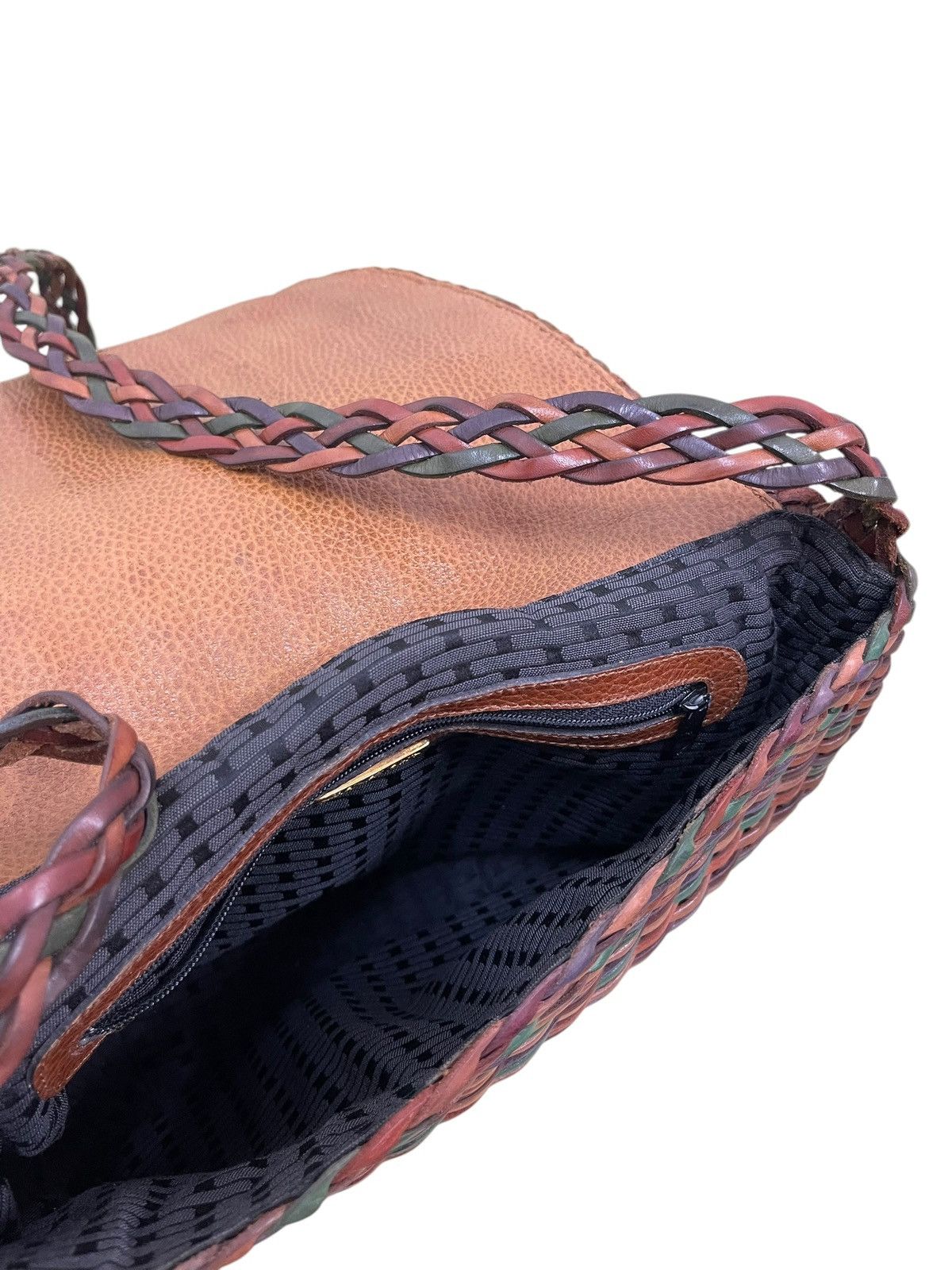 Genuine Leather Full Leather Woven Vtg Greta Italy Cross Body Bag 1🟩4 Size ONE SIZE - 20 Thumbnail
