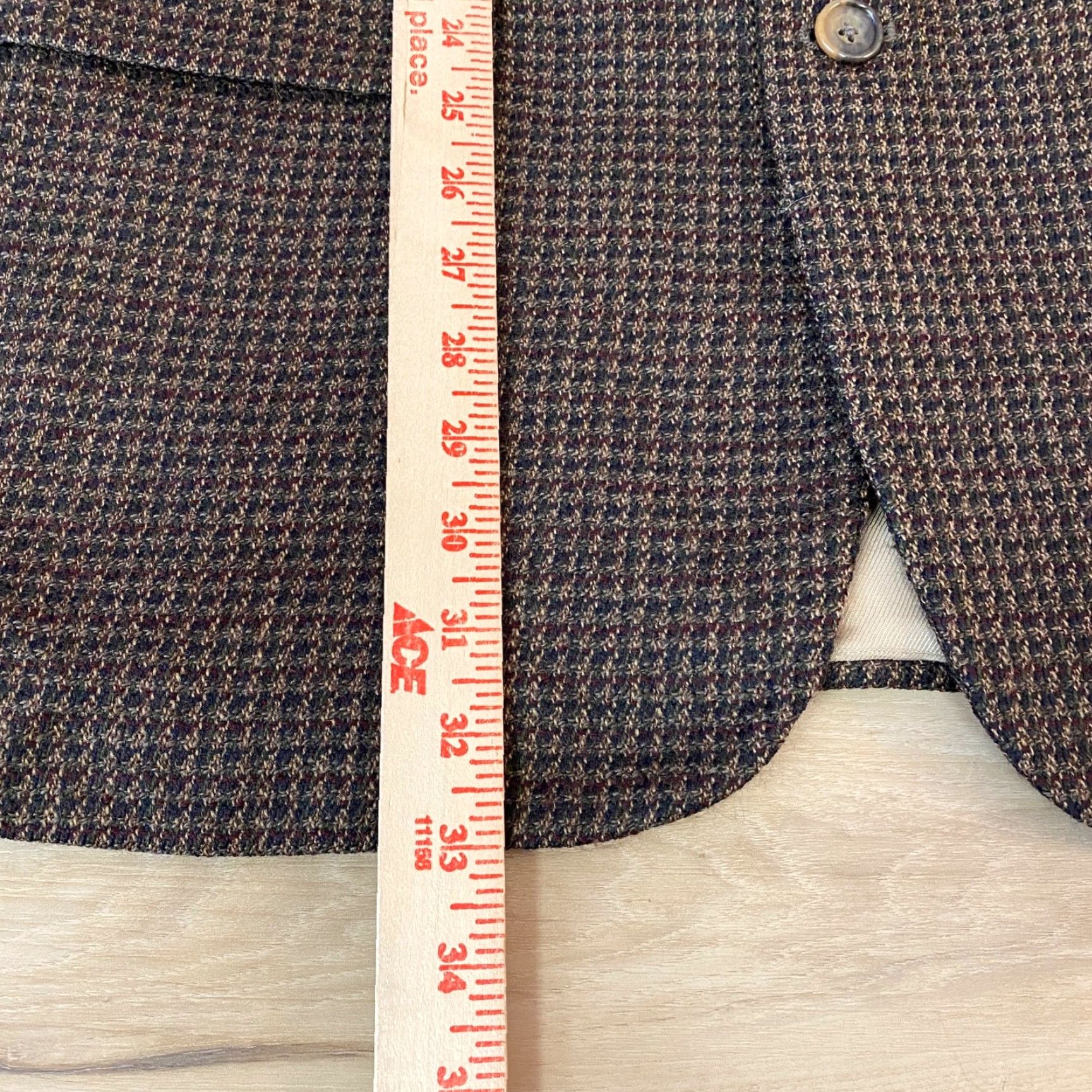 Oscar De La Renta Oscar de la Renta Blazer Mens 42L Wool Tweed Houndstooth Brown 2 Button Jacket Size 42R - 6 Thumbnail