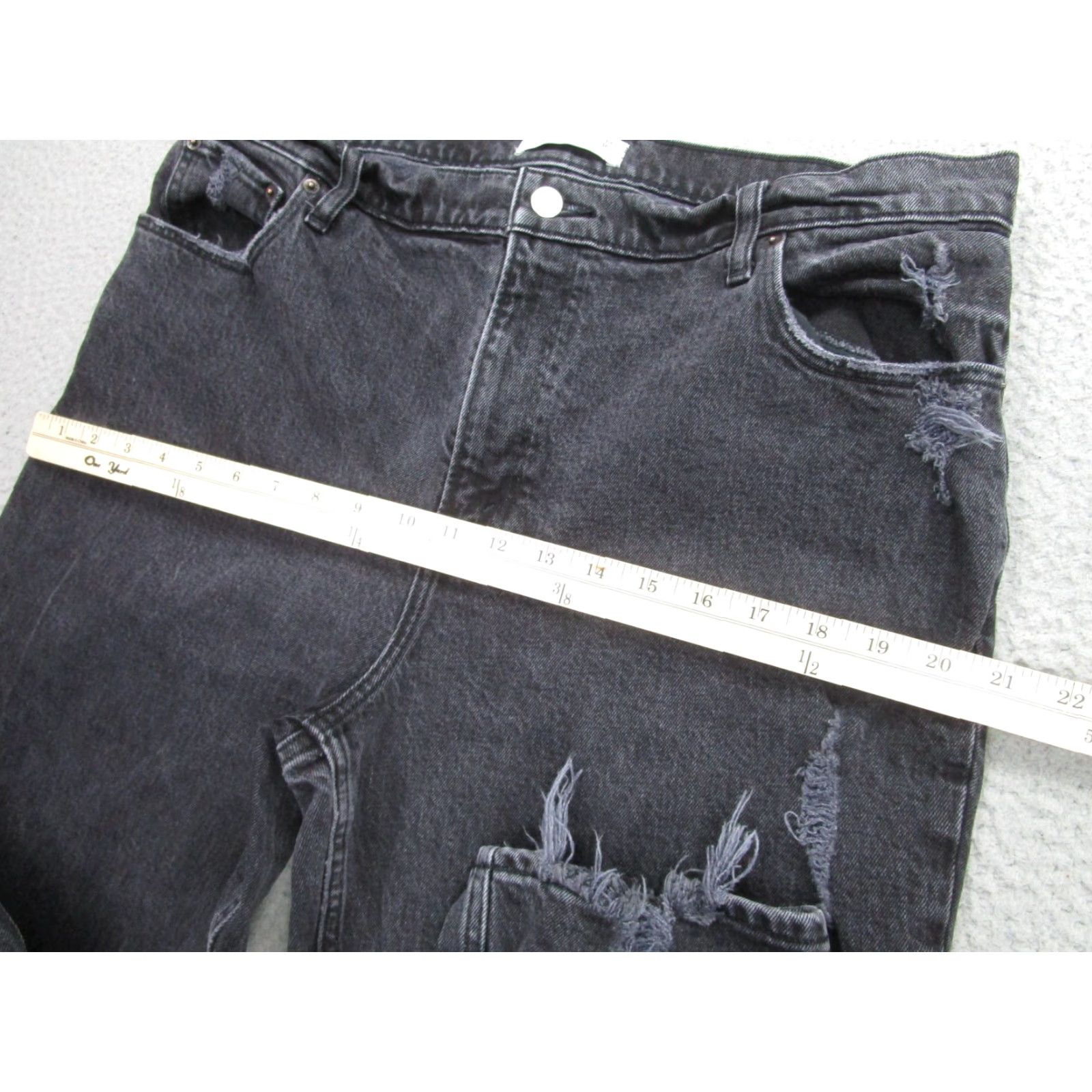 Abercrombie & Fitch Abercrombie & Fitch Jeans Womens 33 Black High Rise Distressed 90s Straight Charcoal Wash Size 24" / US 00 / IT 34 - 7 Thumbnail