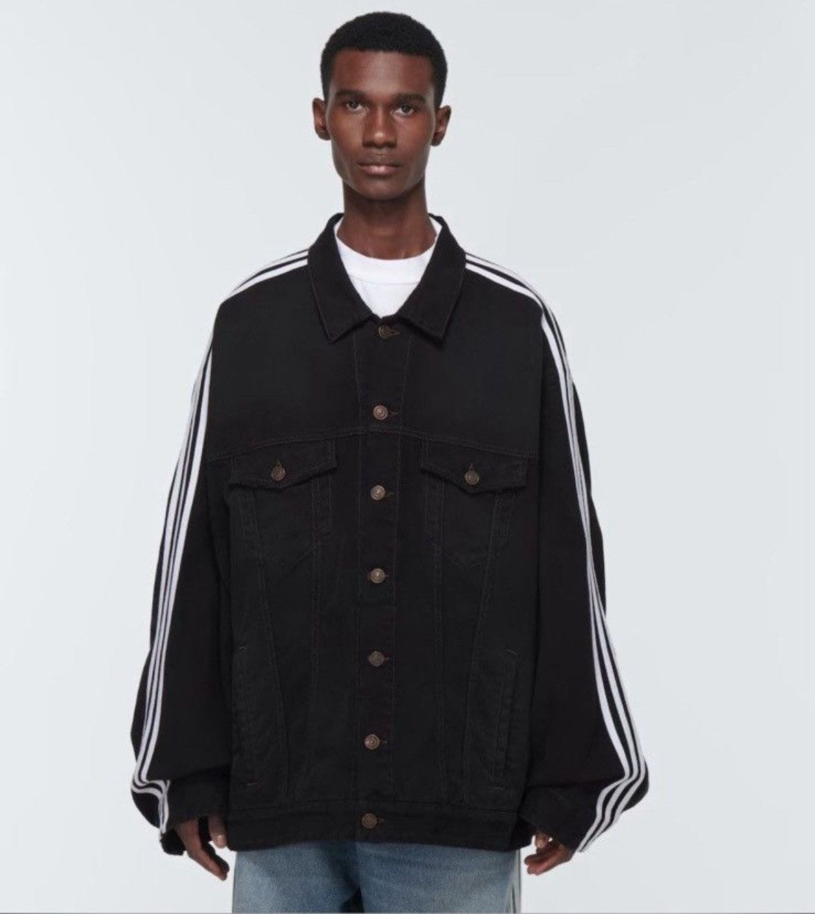 Balenciaga [1] SS23 Adidas black denim jacket Size US L / EU 52-54 / 3 - 3 Thumbnail