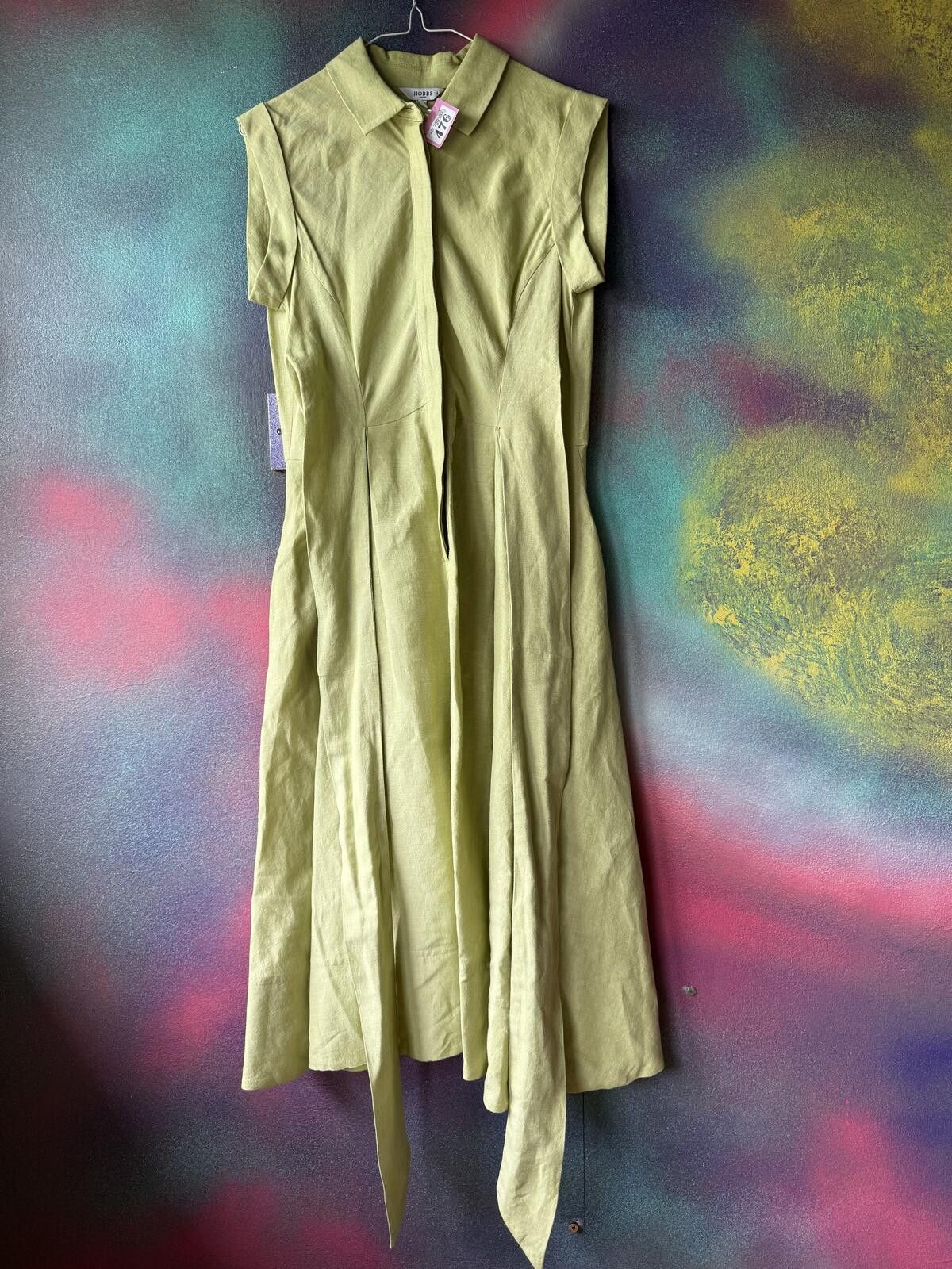 Other Hobbs London Lime Green Linen Blend Sleeveless Midi Dress Size M / US 6-8 / IT 42-44 - 1 Thumbnail