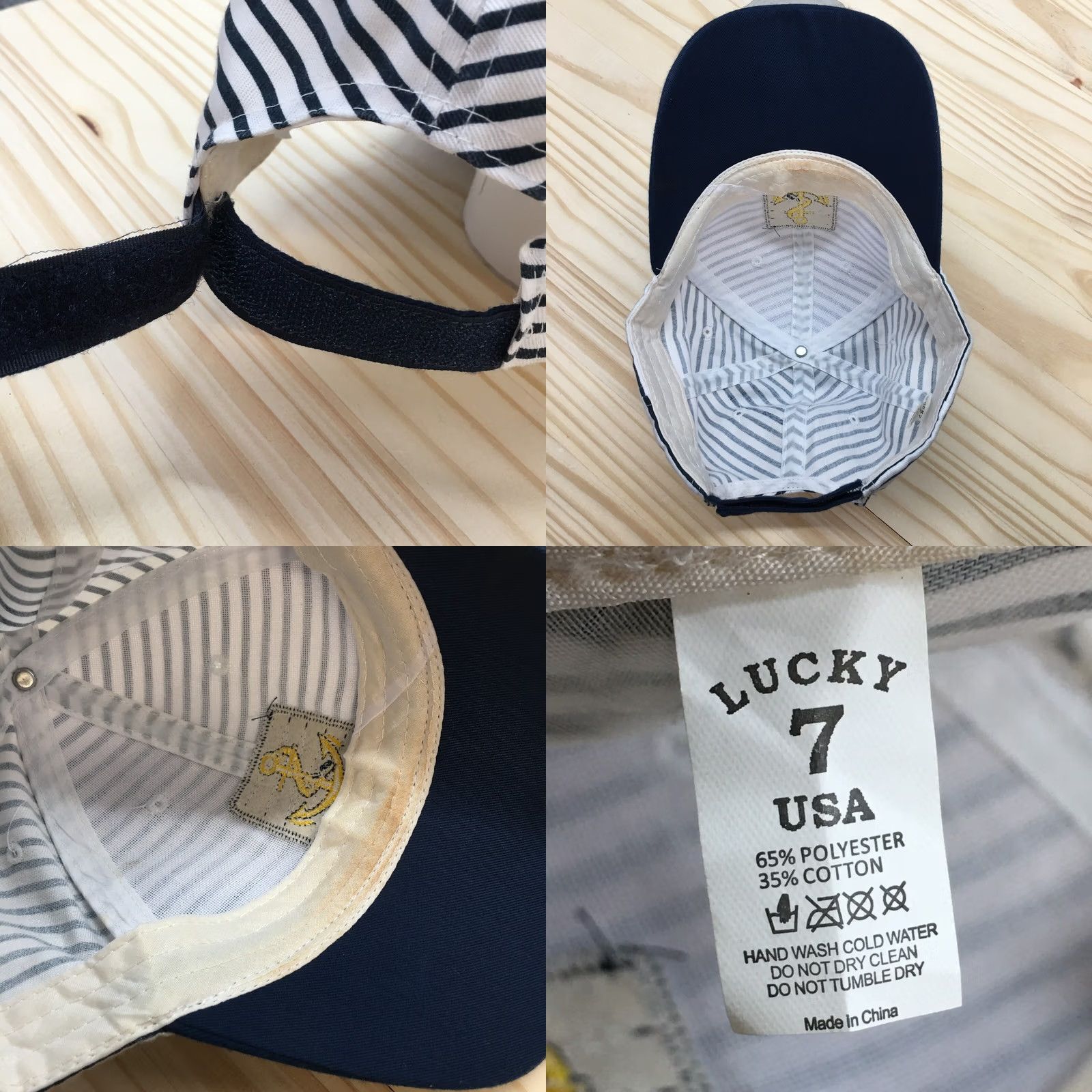 Lucky Brand Lucky Brand Captain Lucky 7 Baseball Cap Womens Blue OS Adjustable Stripe Embroidered Logo Size ONE SIZE - 8 Thumbnail