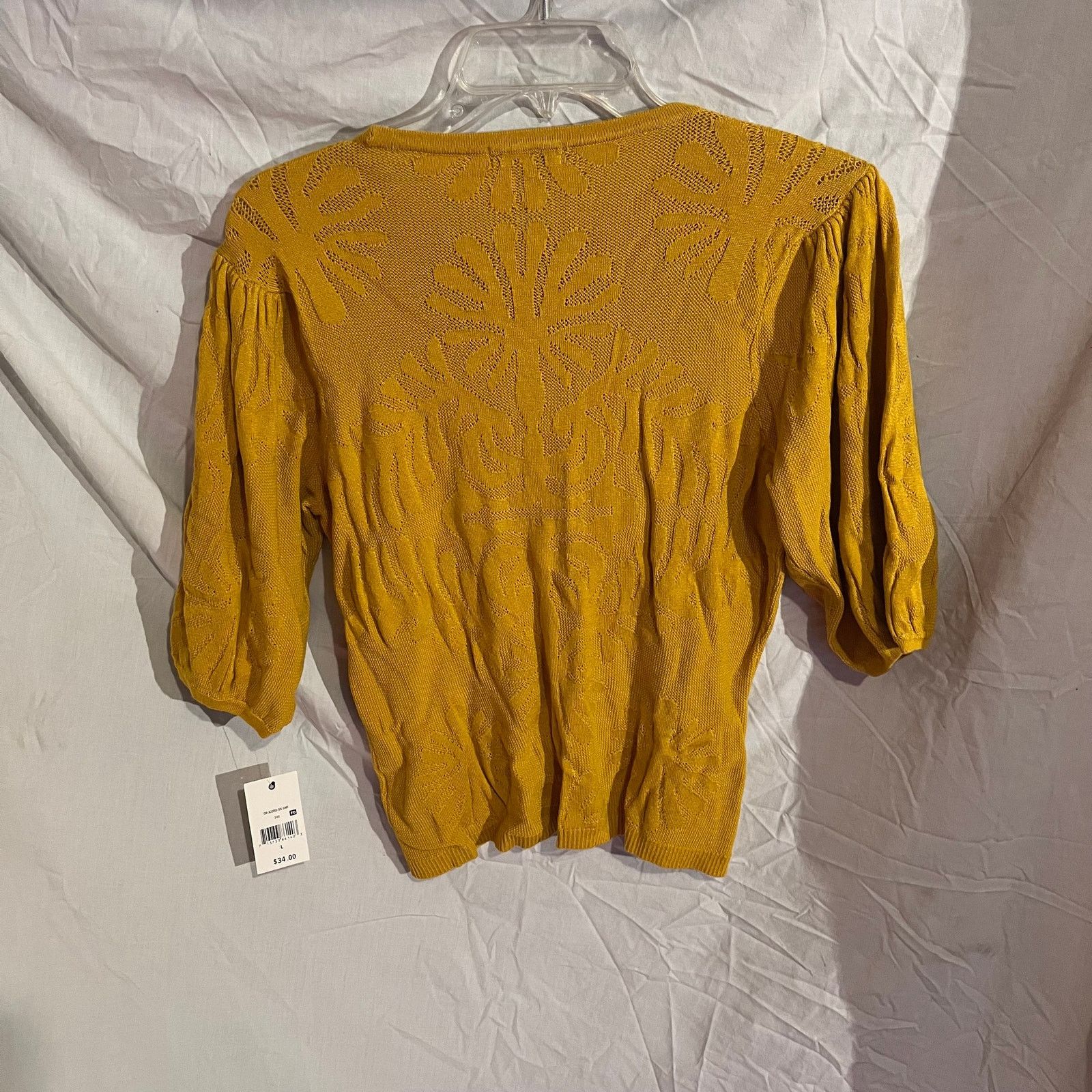 Other NWT Ophelia Roe Mustard colored Floral Knit Sweater Size L / US 10 / IT 46 - 5 Thumbnail