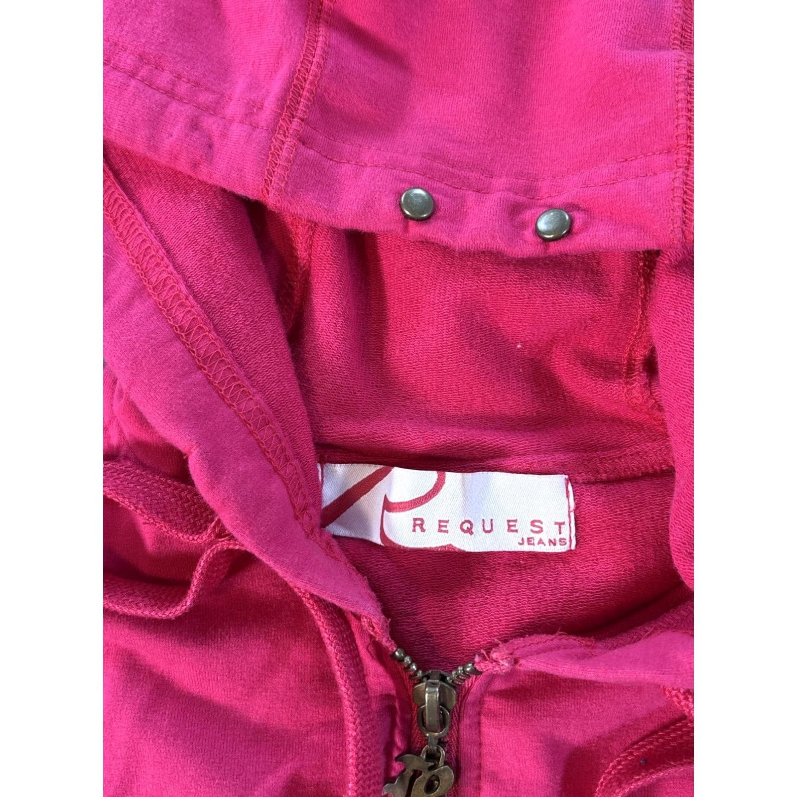 Vintage VINTAGE Request Hoodie Mens Medium Full Zip Floral Embroidered Y2K Pink Corona? Size US M / EU 48-50 / 2 - 4 Thumbnail