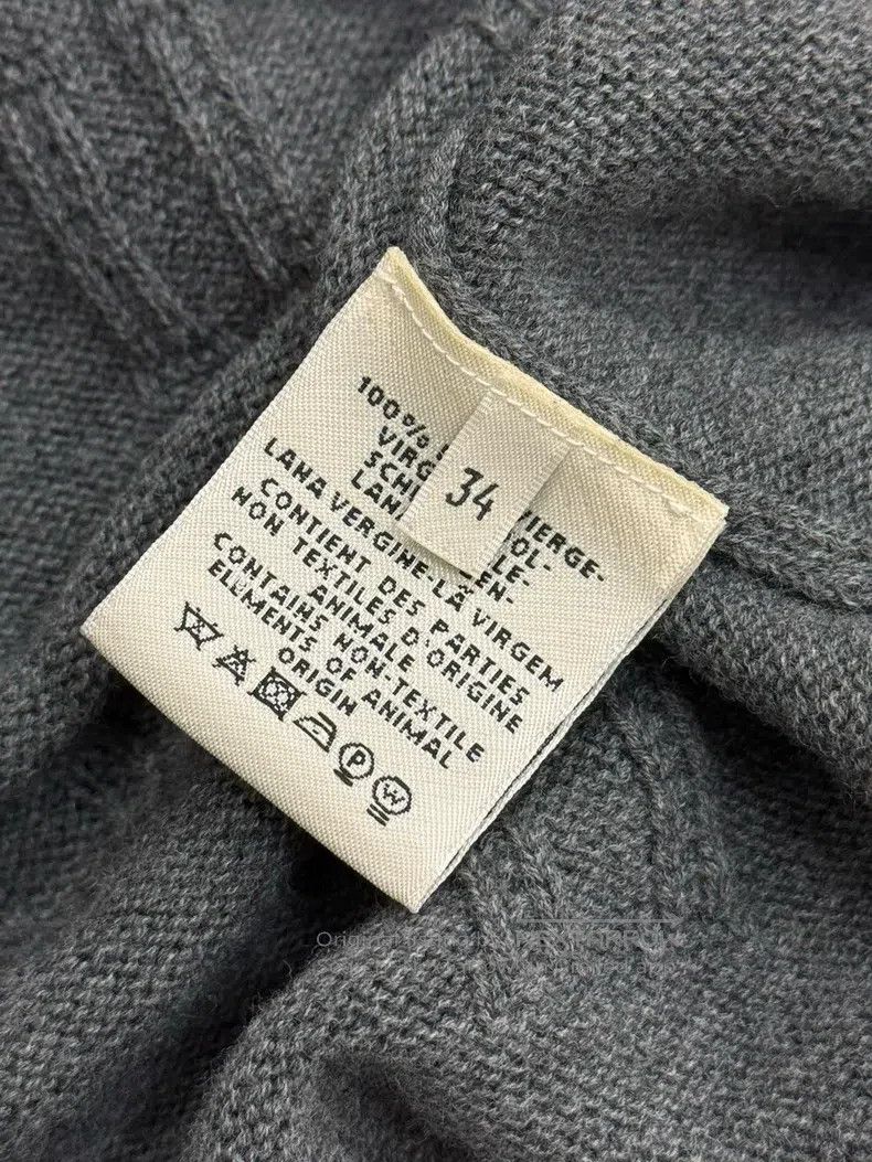 Hermes Hermes Gray ‘H’ Logo Knit Cardigan, 100% Wool Size XXS / US 00 / IT 34 - 5 Thumbnail
