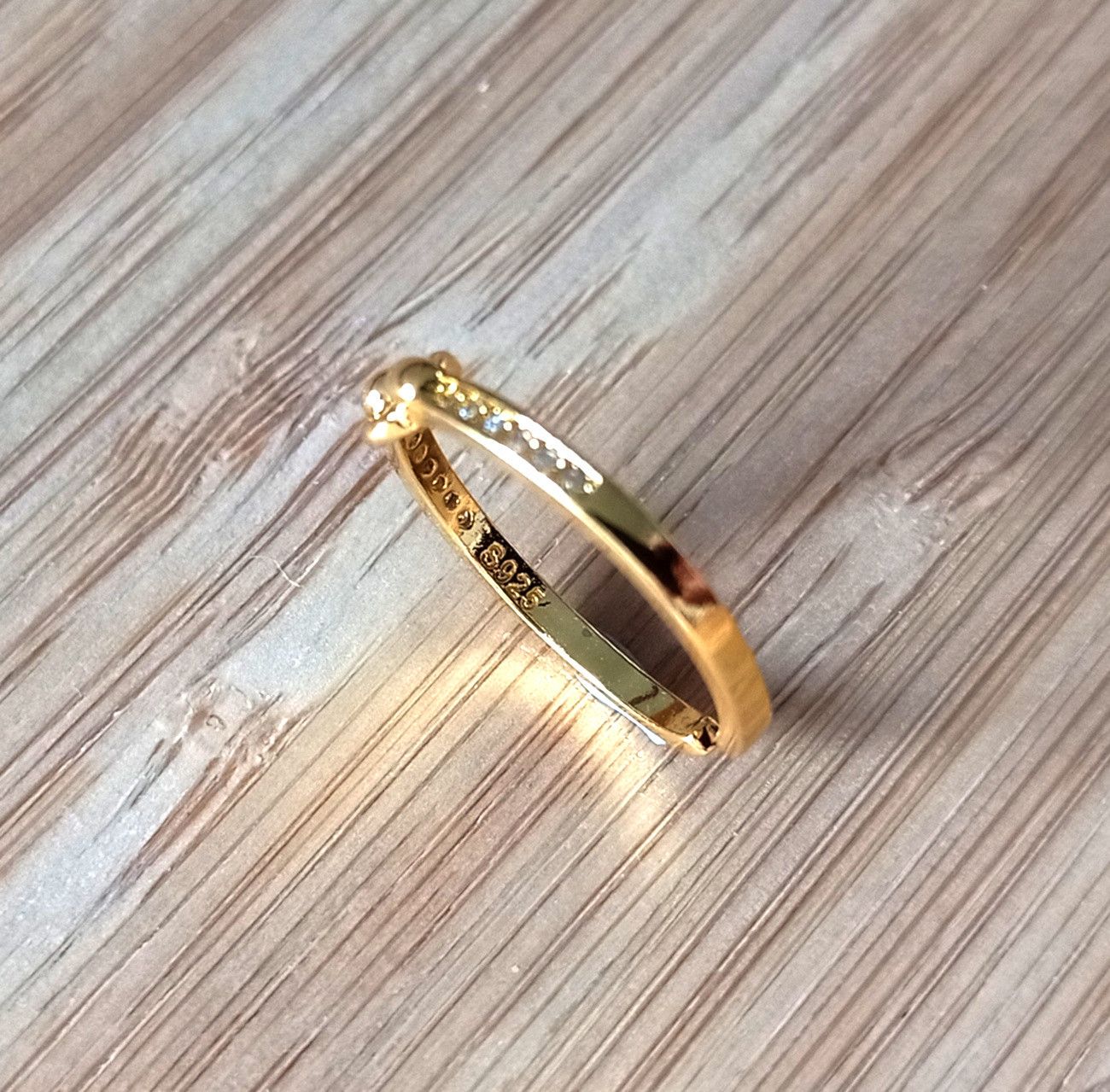 Vintage Stunning Tiny O-Link Clear Zircon Gems Silver Gold Ring Size ONE SIZE - 5 Thumbnail