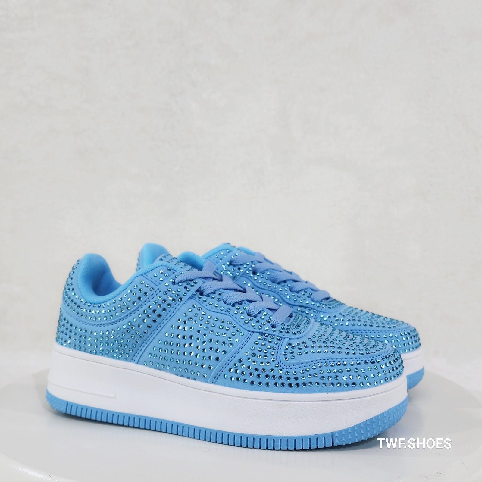 Other Eden Light baby Sky Blue Rhinestone Platform Sneakers Tennis Size US 8 / IT 38 - 1 Thumbnail