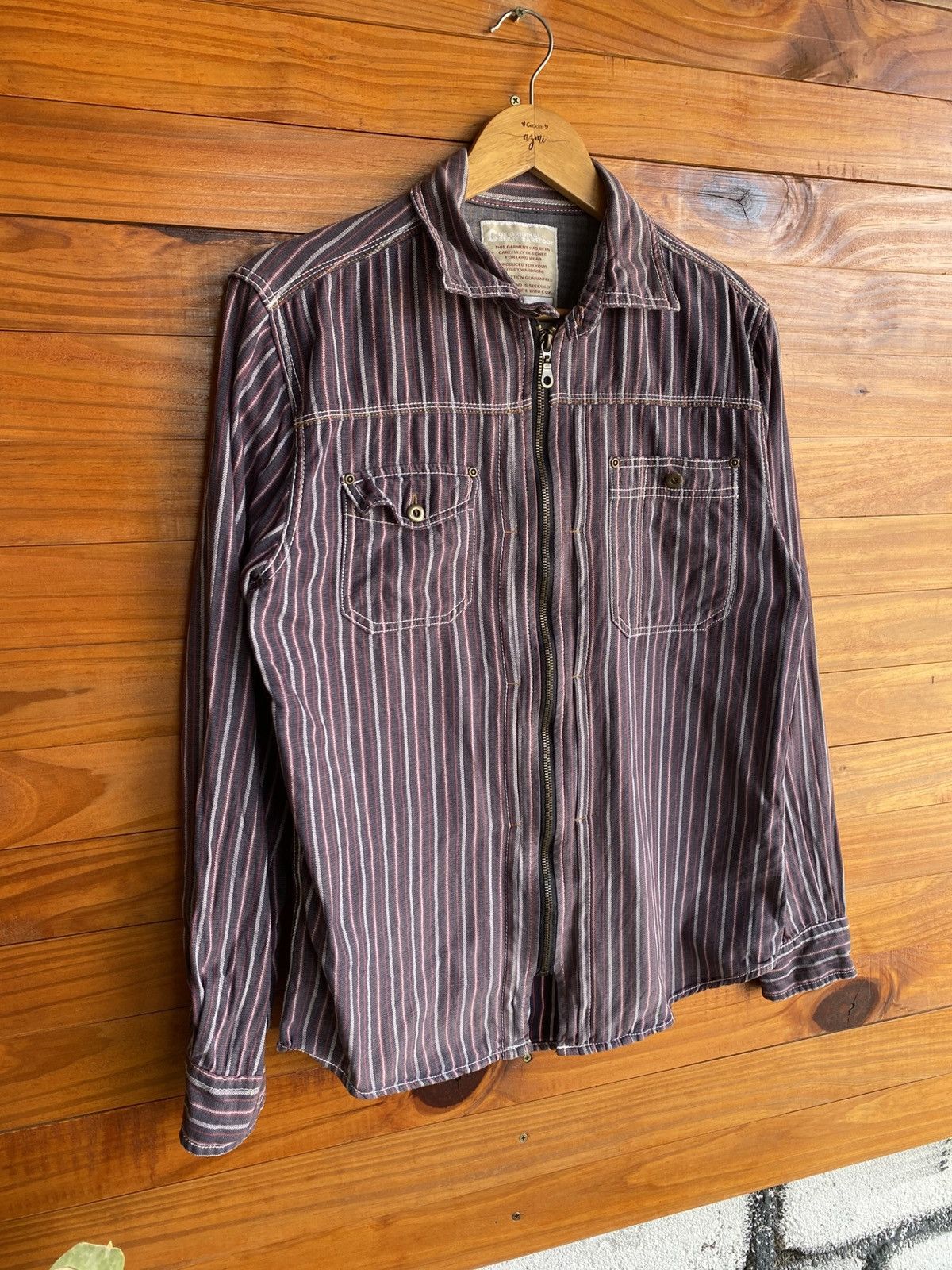 Japanese Brand Cox Original Create Barefoot Striped Zip Shirt Casual Shirt Size US M / EU 48-50 / 2 - 5 Thumbnail