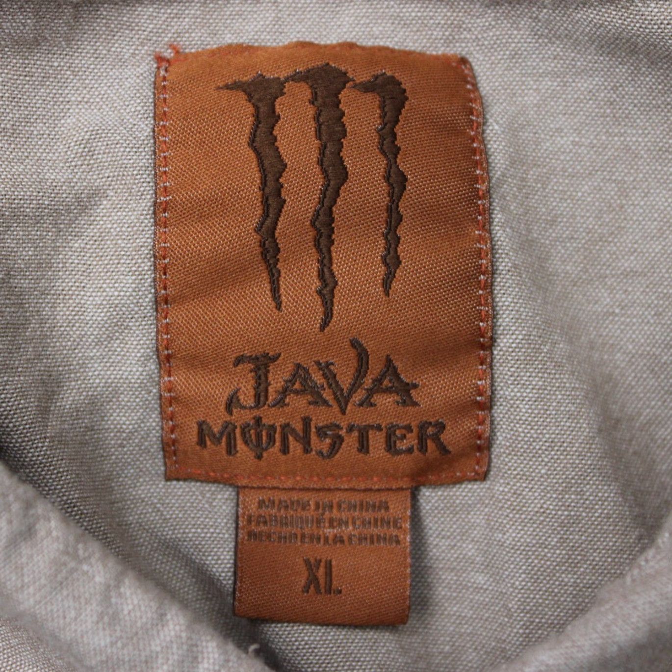 Vintage Monster Energy Java Shirt Mens XL Brown 100% Cotton Short Sleeve Button Down Shirt Size US XL / EU 56 / 4 - 6 Thumbnail