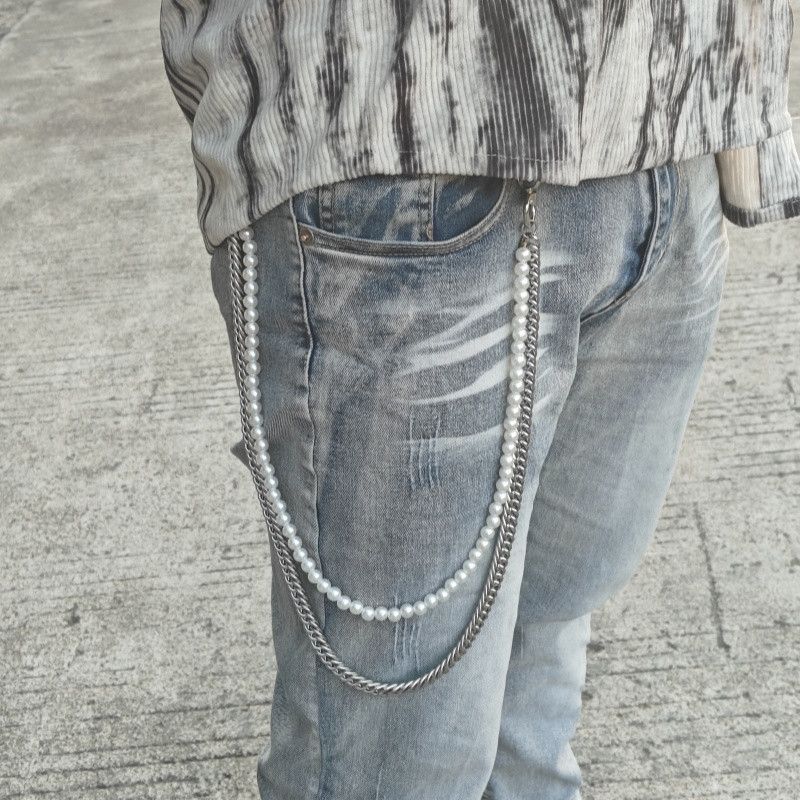 Jewelry Stainless Steel Pearl Pants Chain Elegant Design Size ONE SIZE - 1 Thumbnail