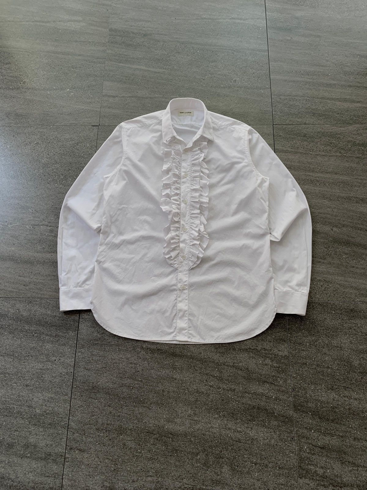 Saint Laurent Paris FREE TAX! Ruffled Ls Shirt by Hedi Slimane Size US M / EU 48-50 / 2 - 1 Thumbnail