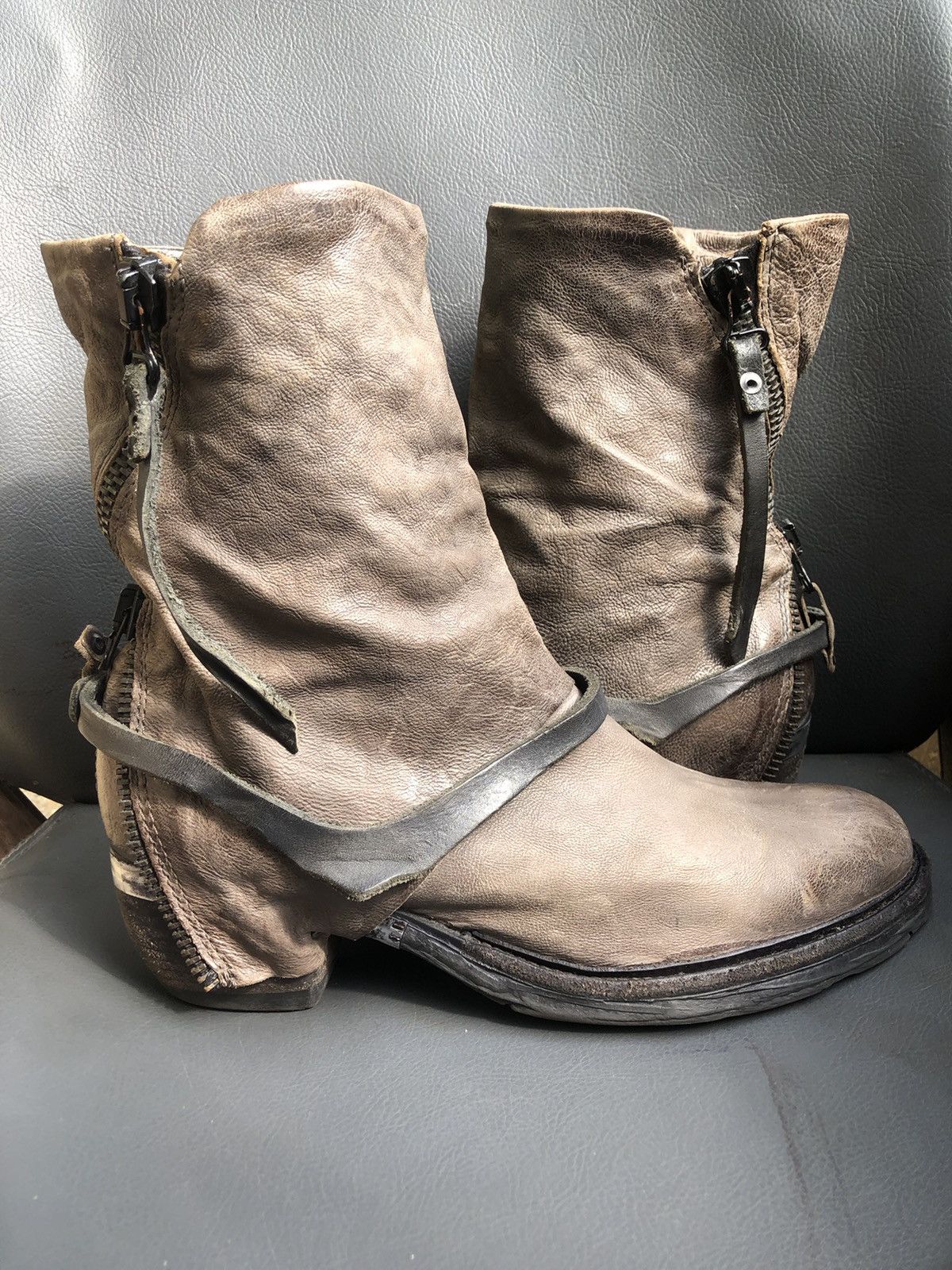 A.S.98 A.S 98 Grey Calf Skin Leather Women’s Boots Size 39 Size US 8.5 / IT 38.5 - 2 Thumbnail
