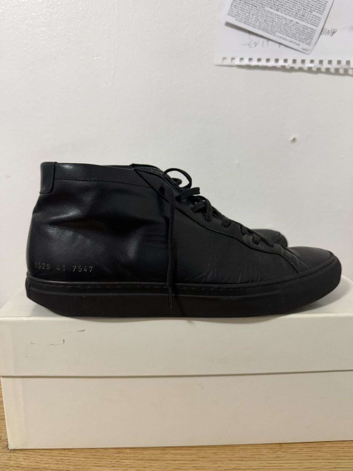 Common Projects BLACK COMMON PROJECTS ACHILLES US 8 41 HI TOP LUXARY SNEAKER Size US 8 / EU 41 - 2 Thumbnail