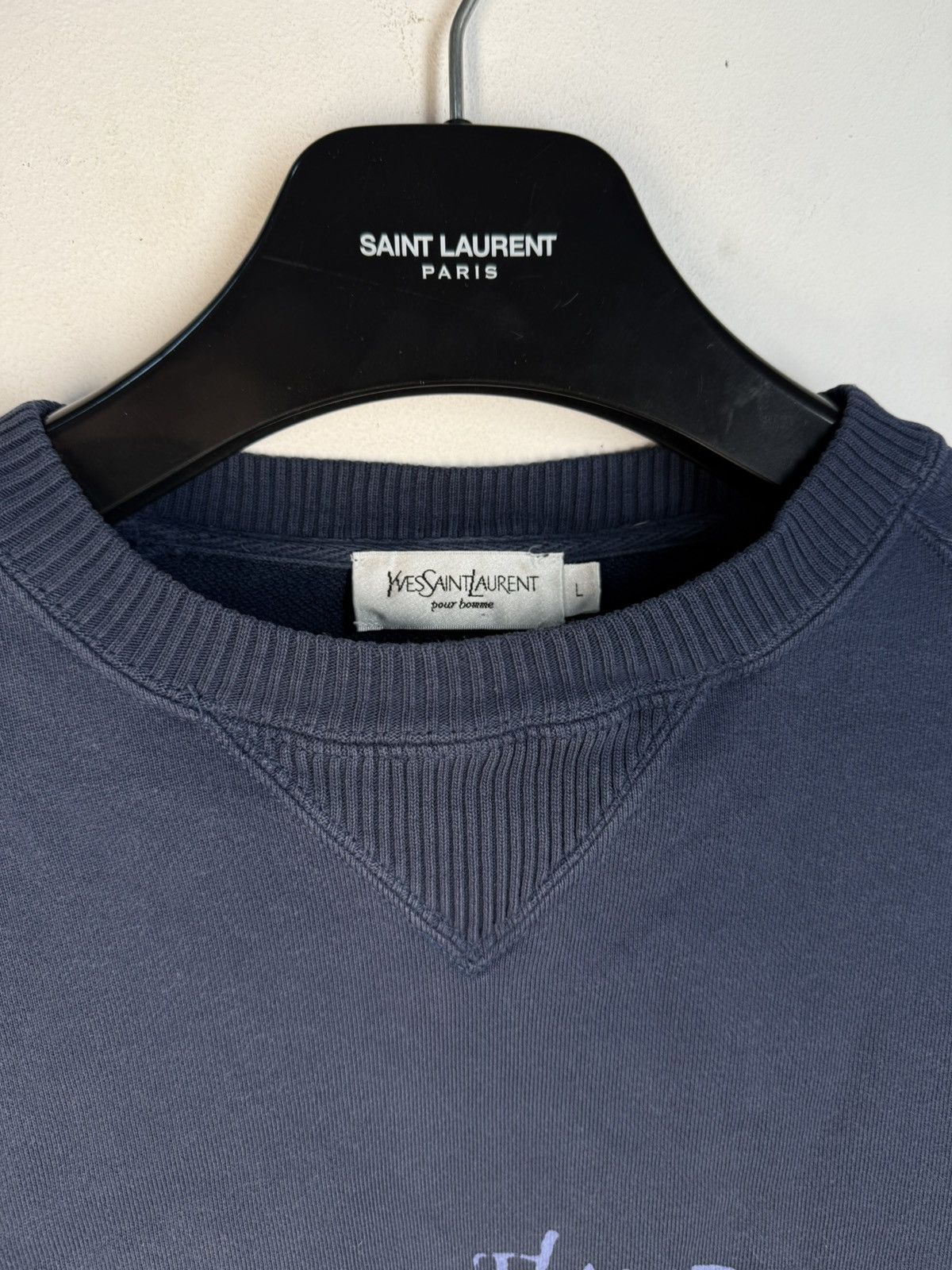Yves Saint Laurent Big Logo YSL Sweatshirt Navy Vintage Paris Crewneck y2k Size US L / EU 52-54 / 3 - 8 Thumbnail